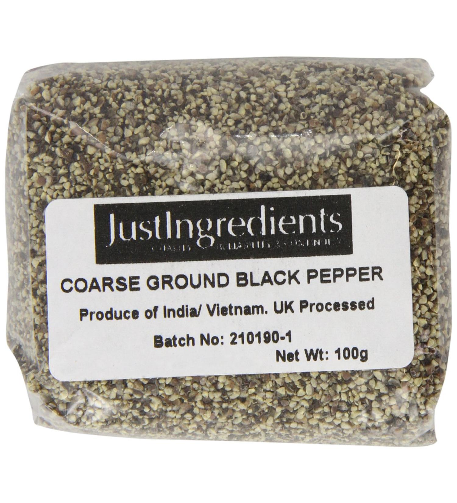 JustIngredients Essential Black Pepper Thick Grind 18 100g - Pack of 5 - Buy Online on GoSupps.com