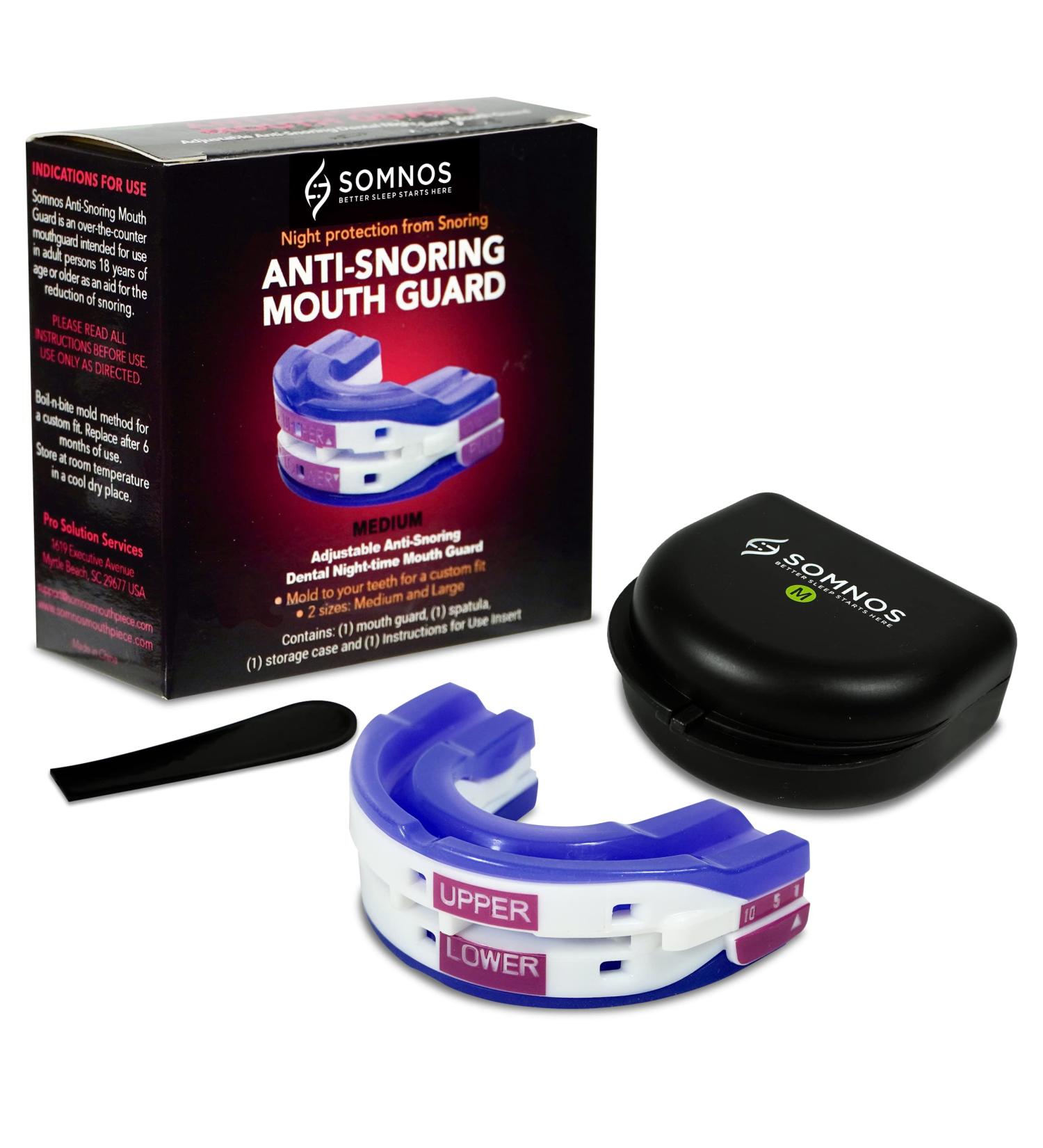 Somnos Anti Snore Mouthguard | Adjustable Comfortable Sleep Aid for Snoring | Lightweight & Effective Airway Opener - Size Medium - Buy Online on GoSupps.com