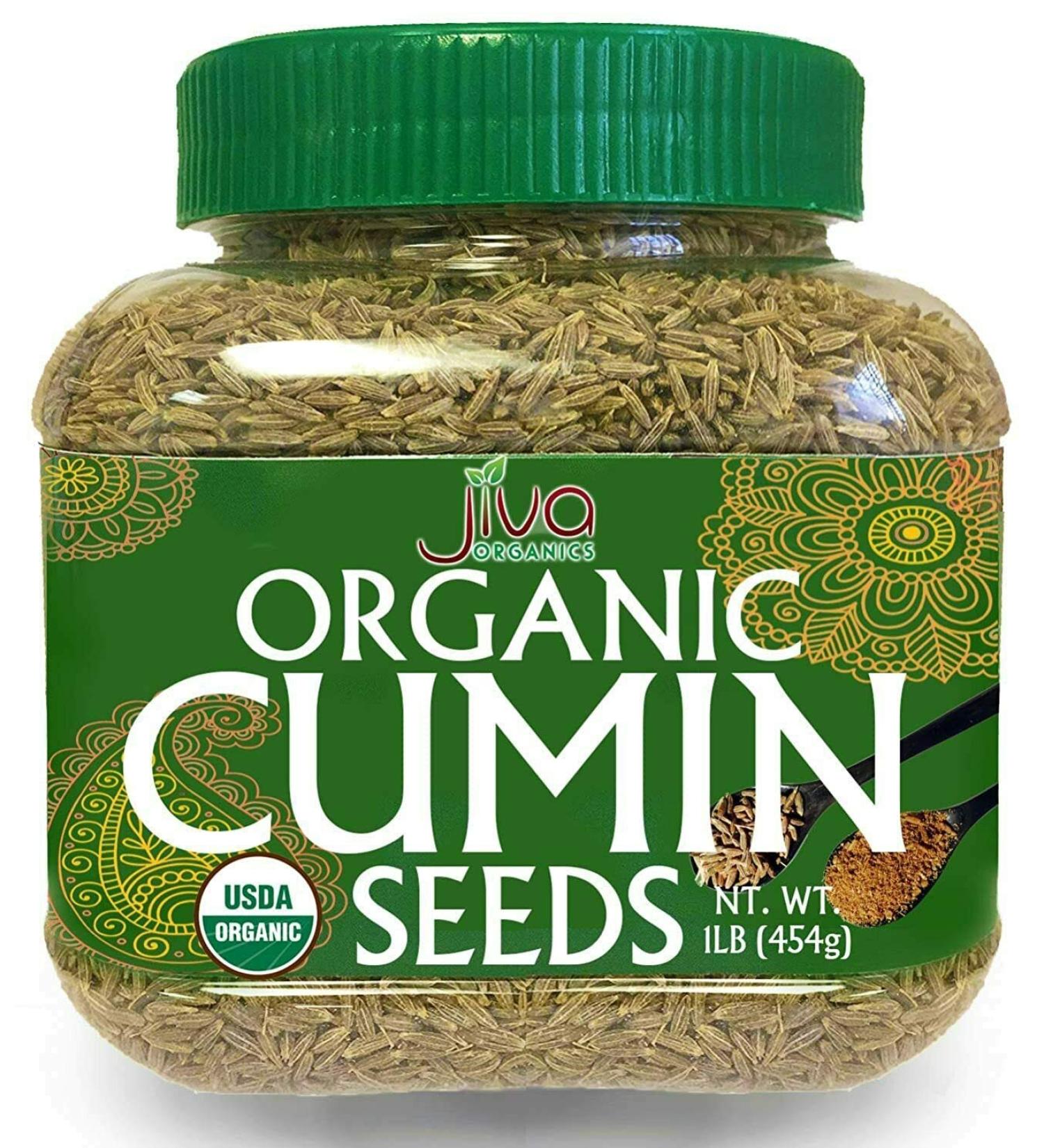 Jiva Organics Organic Cumin Seeds Whole 1lb Jar - Non-GMO, Pure, Vegan - Cumino - 1 Pound Jar - Buy Online on GoSupps.com