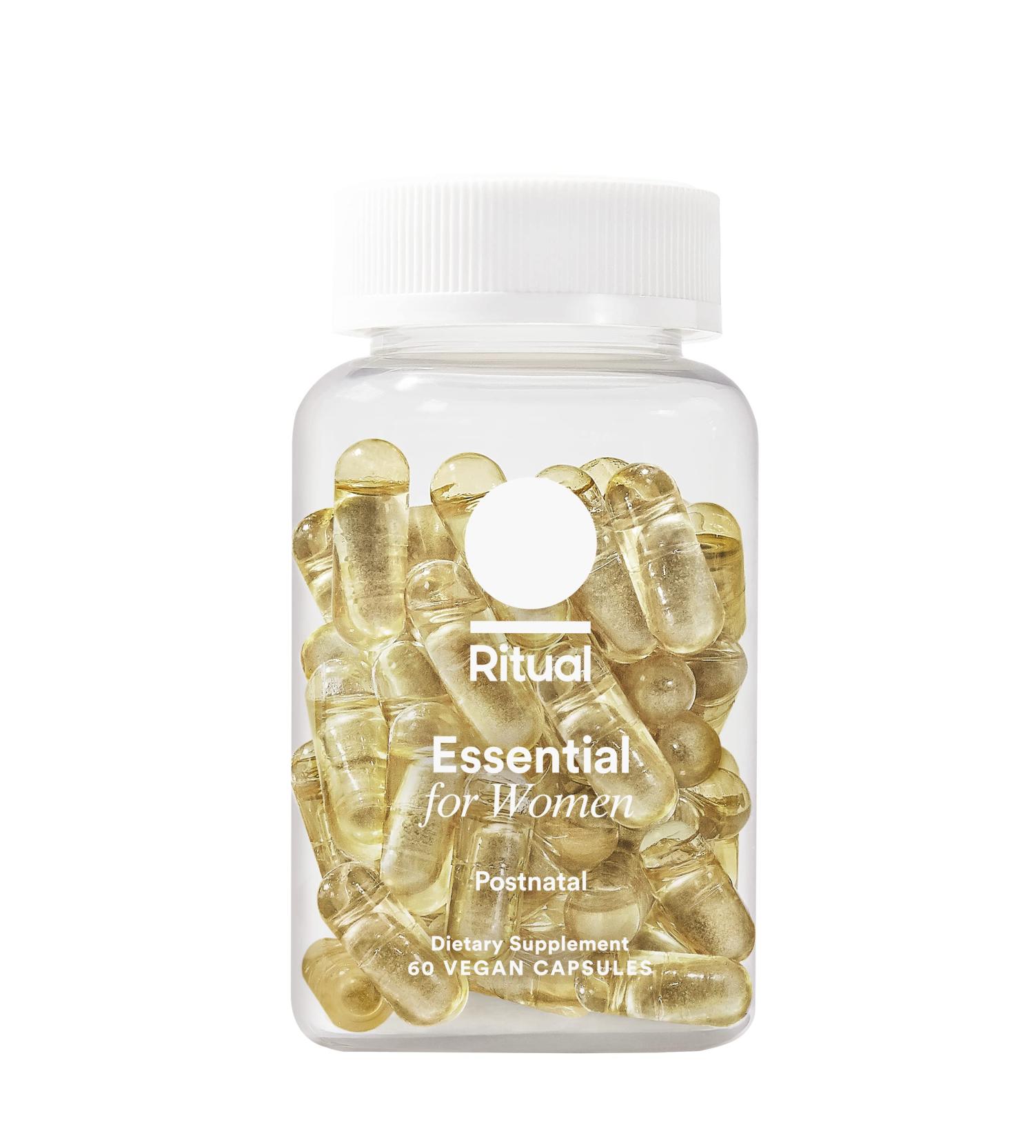 Ritual Postpartum Essentials Multivitamin - Postnatal Vitamin with Omega-3 DHA & Choline for Lactation Support | Vitamin A, C, D3, Zinc, B12, Iodine, Biotin | Mint Essenced - Buy Online on GoSupps.com