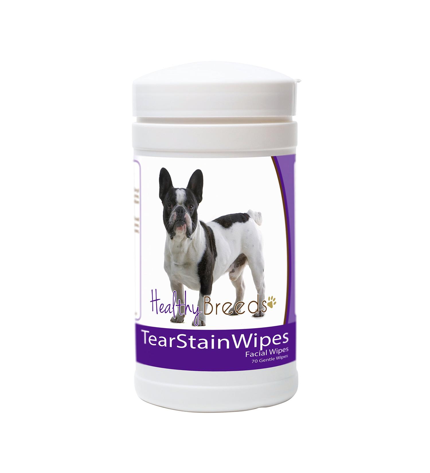 Healthy Breeds Tear Stain Wipes 70 Count - Gentle Solution for French Bulldogs & 200+ Breeds - Buy Online on GoSupps.com