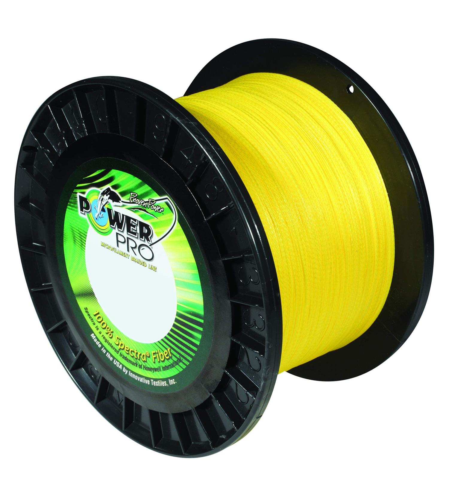 PowerPro Spectra Hi-Vis Yellow Braided Line 8 Pound, 100 Yards