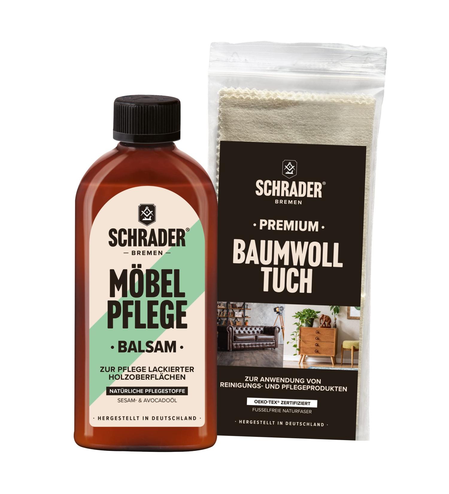Schrader Furniture Care Balm Set - Premium Care Products for Painted Wooden Surfaces - 125 ml (2 Pack) - Made in Germany - Buy Online on GoSupps.com
