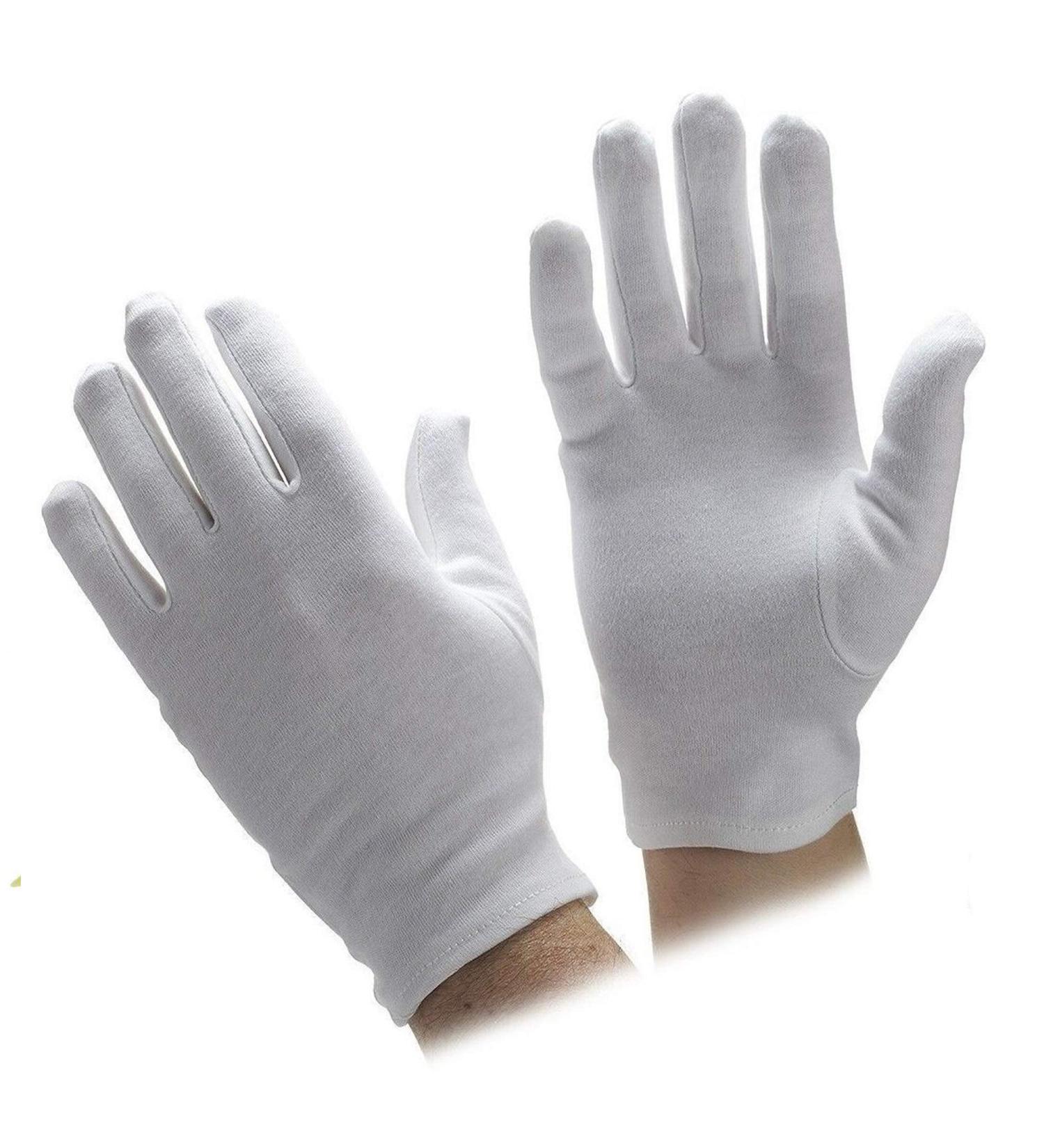 Deluxe 100% Cotton White Gloves Pair Dermatological Eczema Butler Beauty Waiters Magician by Lizzy (Large) - Buy Online on GoSupps.com