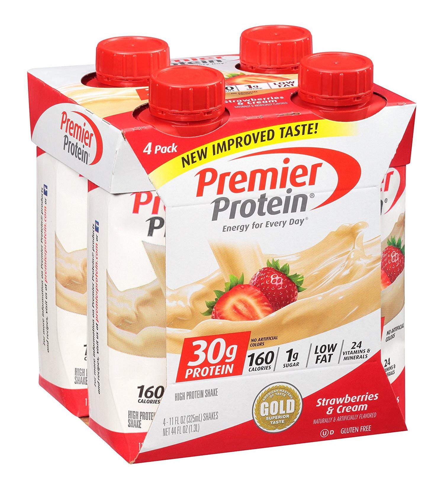 Premier Protein WTOxZF 30g Protein Shake 11 fl oz Bottle Strawberry 4 Count (2 Pack)