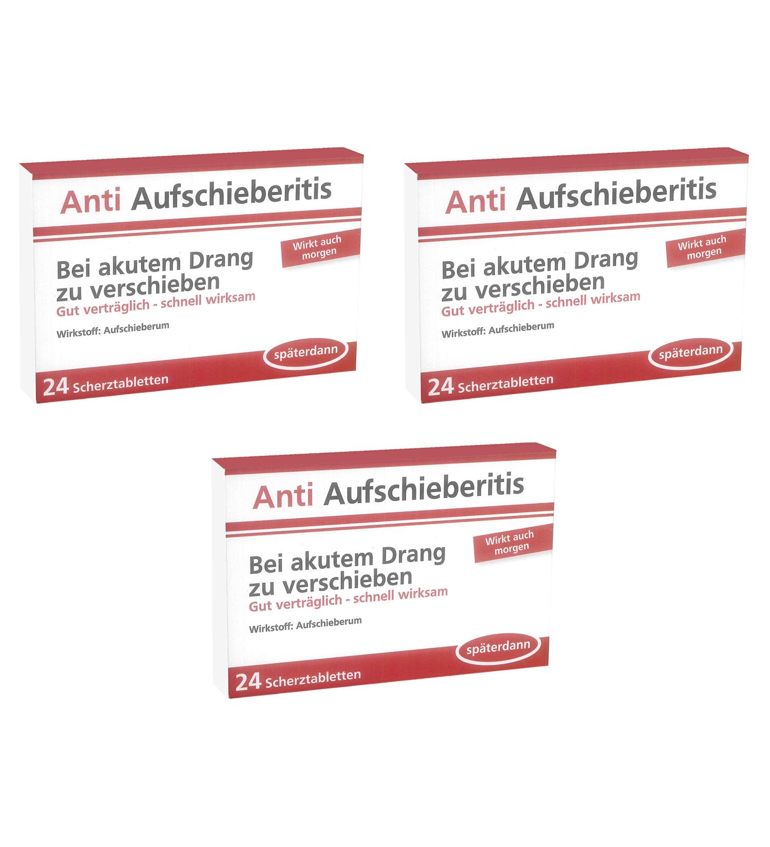 Trendimport Joke Tablets/Joke Dragees Set of 3 Anti Procrastination 24 Pieces (Pack of 3) Red