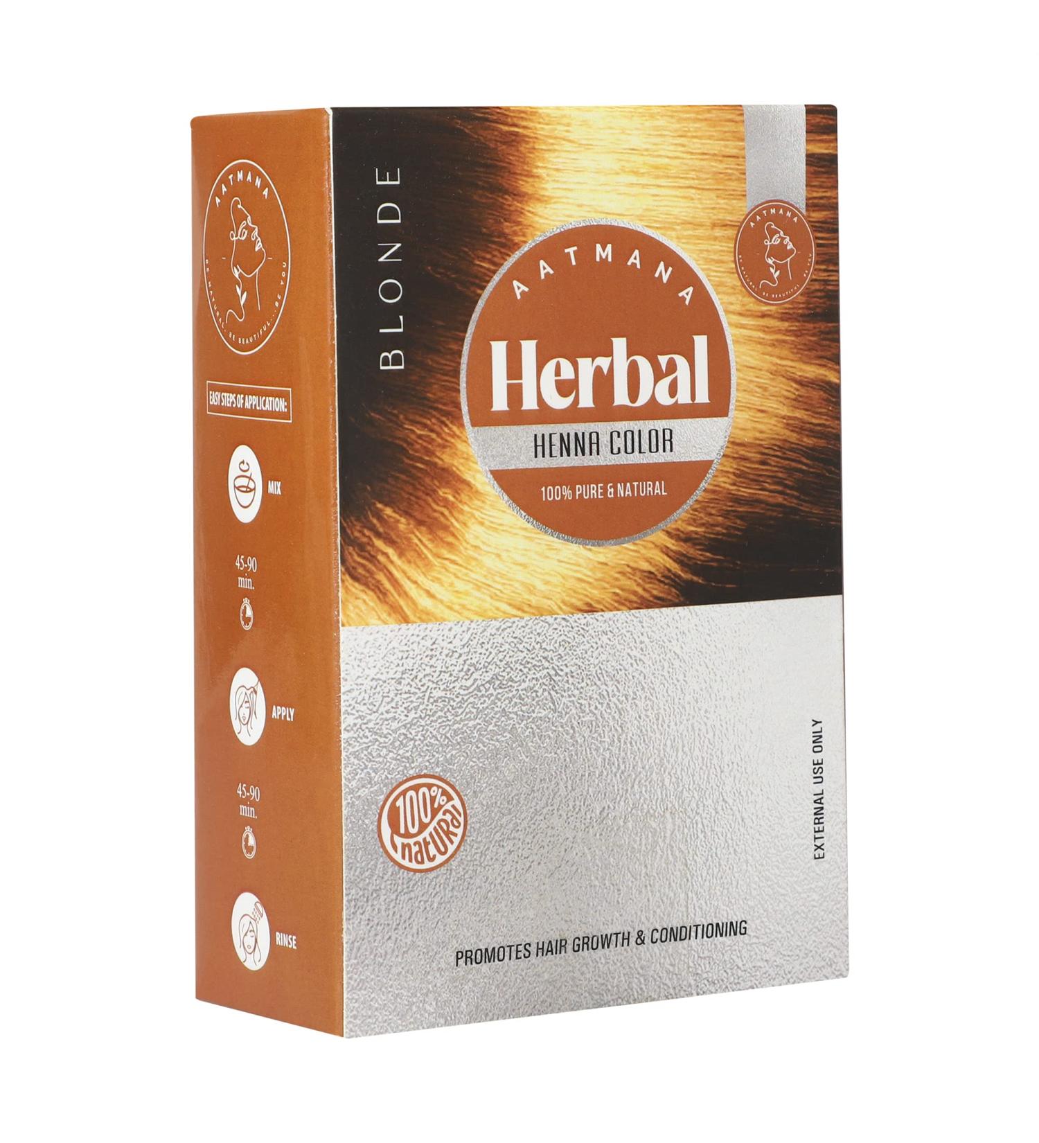 AATMANA Herbal Blonde Henna Hair Color - 9 Herb Infused Natural Hair Dye 100g - Buy Online on GoSupps.com