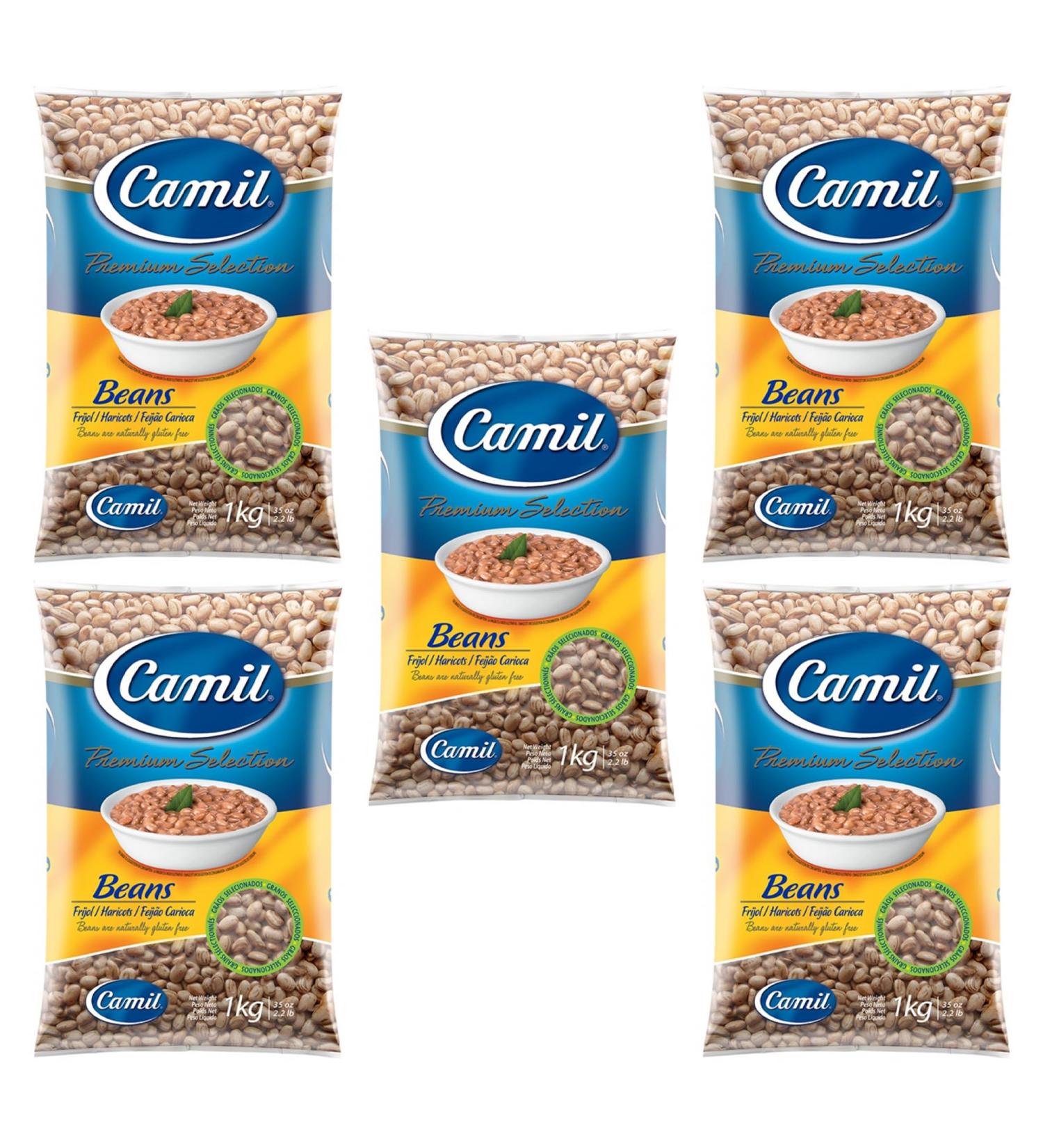 5 x Camil Brazilian Pinto Beans 1Kg | Premium Selection | Frijol Haricots Feijao Carioca | GMO Free | Naturally Gluten Free | Vegan | High Fibre & Protein - Buy Online on GoSupps.com