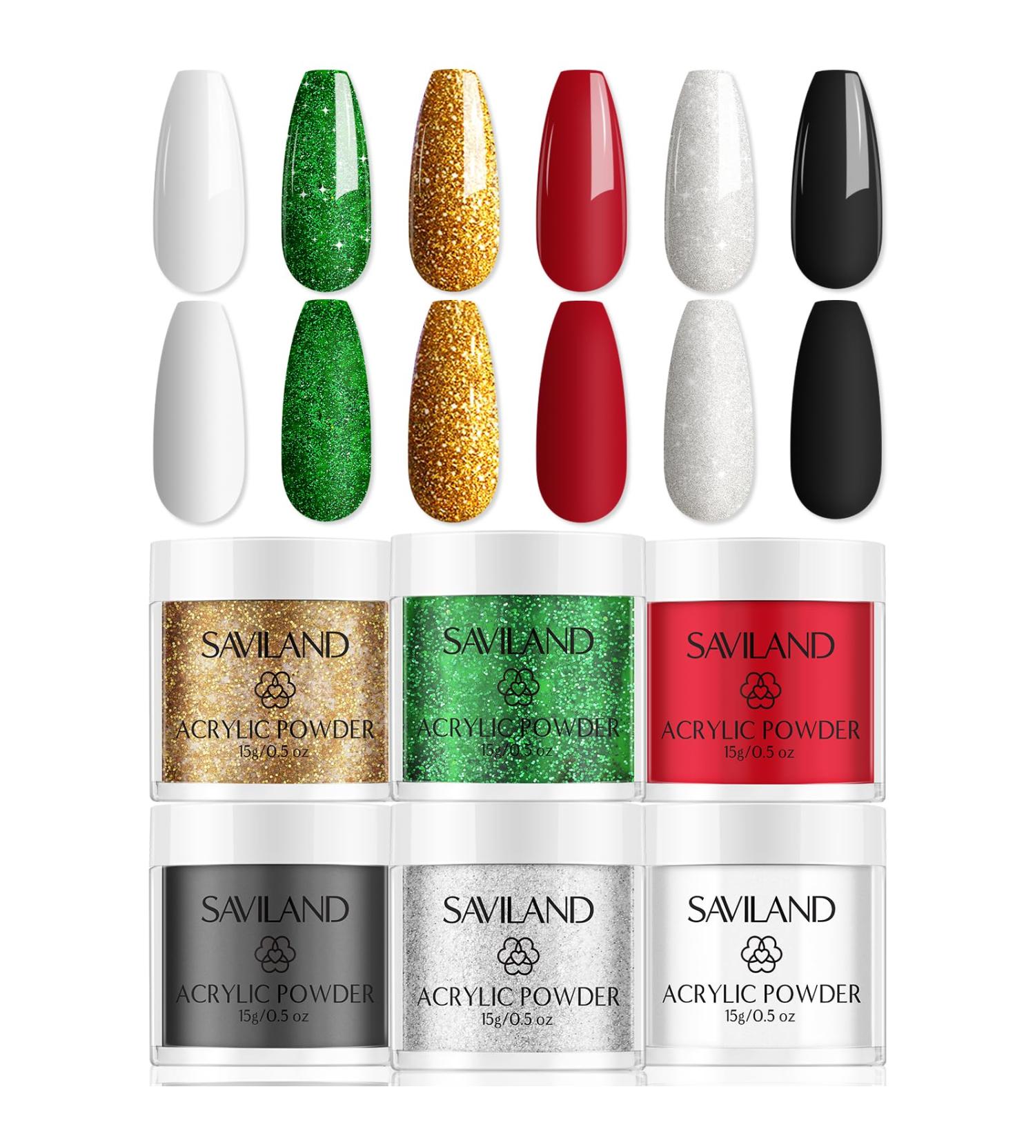 Saviland Christmas Acrylic Powder Set - 6 Colors 15ml Kit for Nail Extension and Carving - Buy Online on GoSupps.com