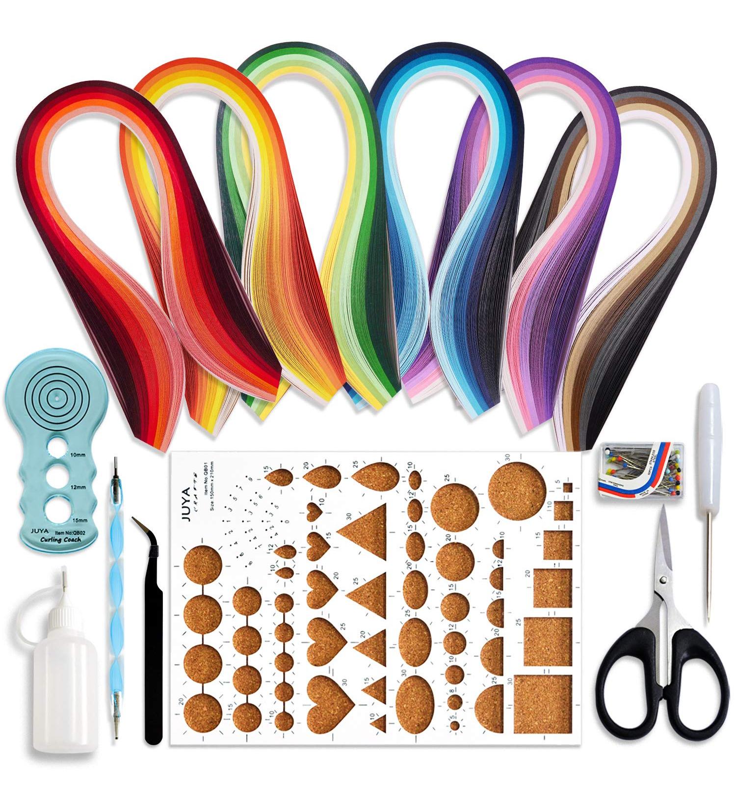 JUYA Paper Quilling Kit - 30 Colors, 600 Strips, 8 Tools - Blue Tools, 3mm Paper Width - Buy Online on GoSupps.com