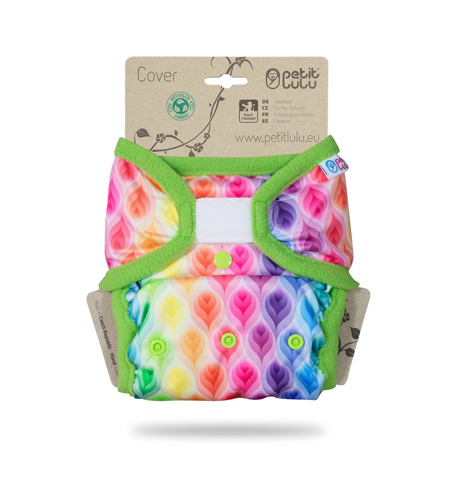 Petit Lulu XL Overpants (12-17 kg) for Cloth Diapers Velcro (Rainbow Flames)
