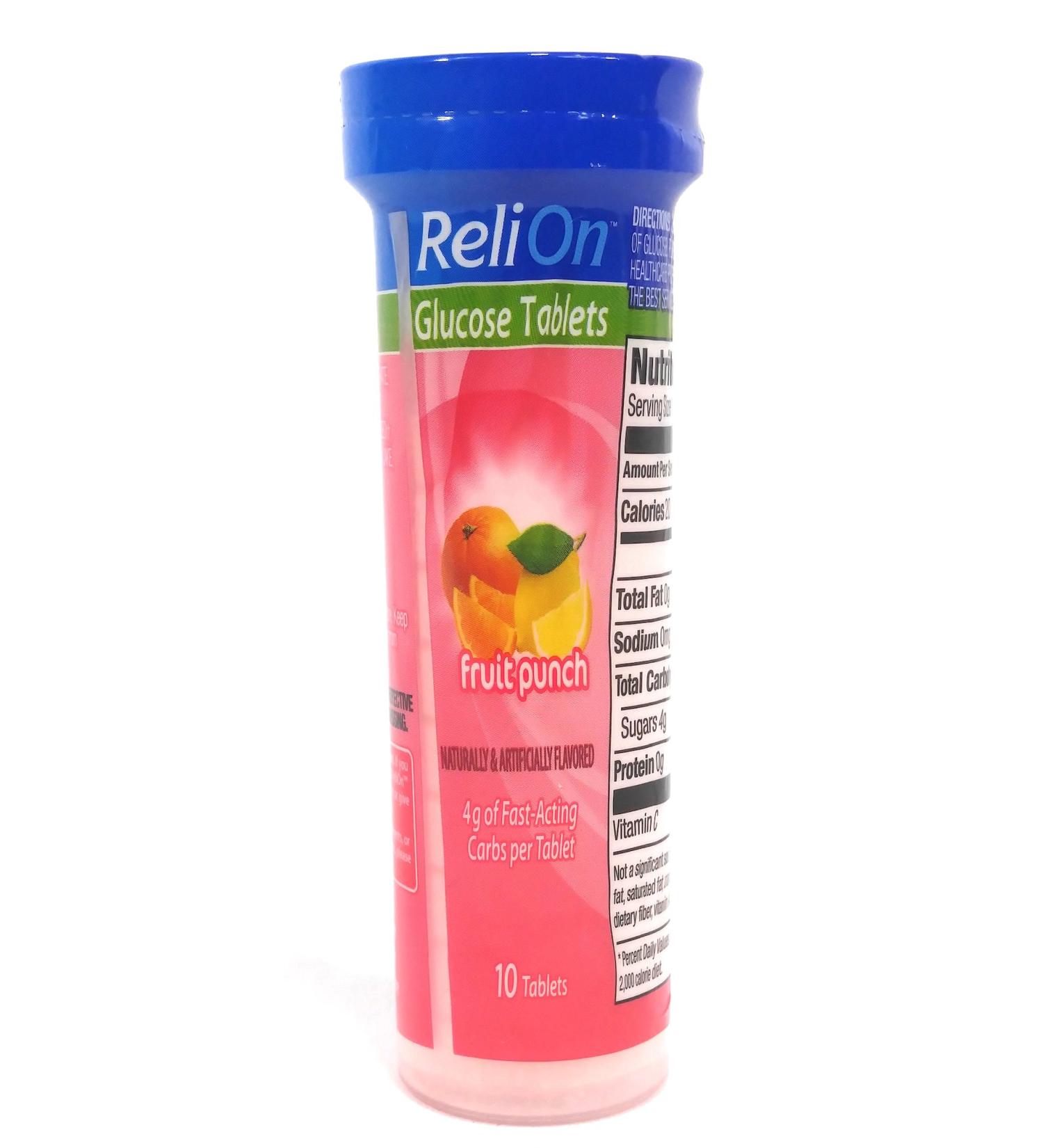 ReliOn Glucose Fruit Punch 10 Tablets On-The-Go Tube. 10 Count (Pack of 1) - Buy Online on GoSupps.com