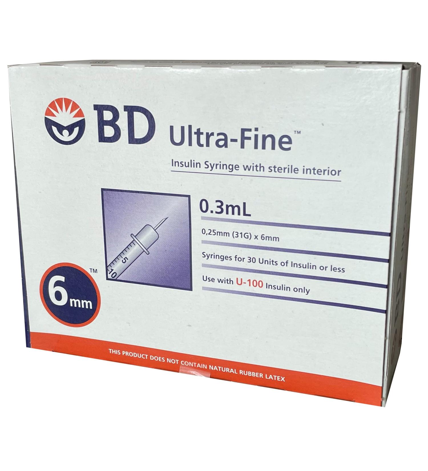 Buy BD Ultra-Fine Insulin Syringes 31G 3/10cc 6mm - 90/bx | Fast International Shipping - Buy Online on GoSupps.com