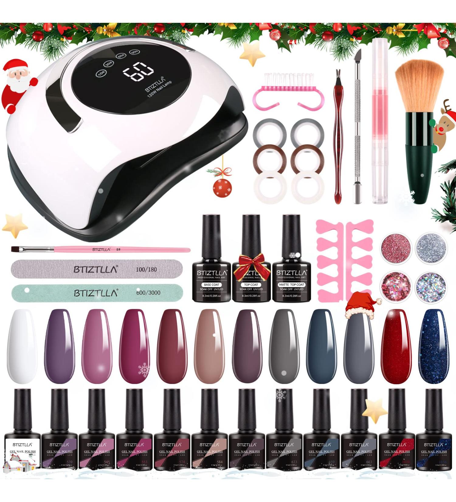 BTIZTLLA Gel Nail Polish Kit with 120W LED Light - 12 Colors Set with UV LED Nail Lamp and Manicure Tools - Perfect for Beginners at Home - Buy Online on GoSupps.com