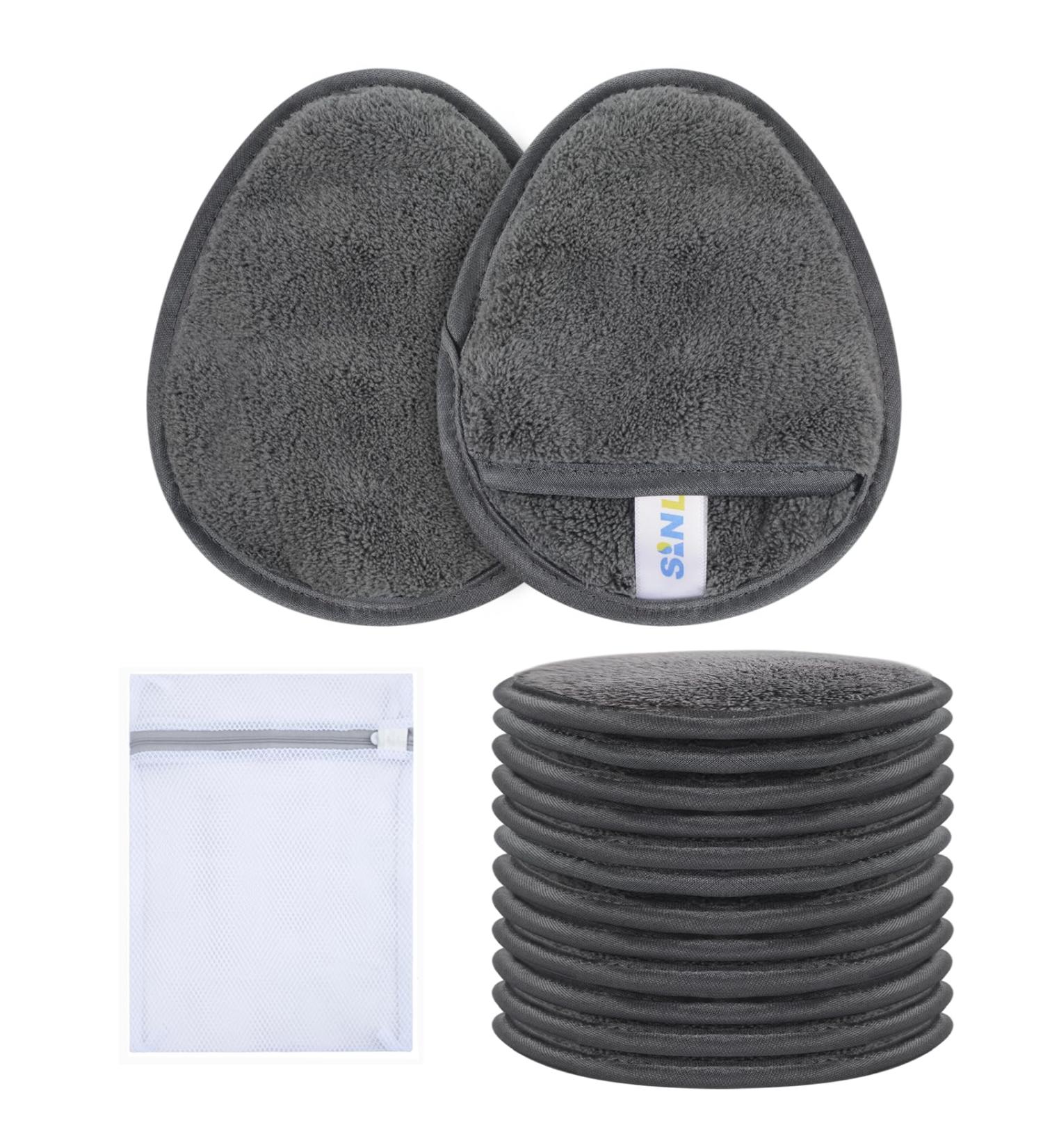 Buy SINLAND Reusable Makeup Remover Pads - Gentle Microfiber Cleansing Cloths for All Skin Types | Pack of 12 with Laundry Bag - Eco-Friendly & Perfect for Face Eyes Lips - Buy Online on GoSupps.com