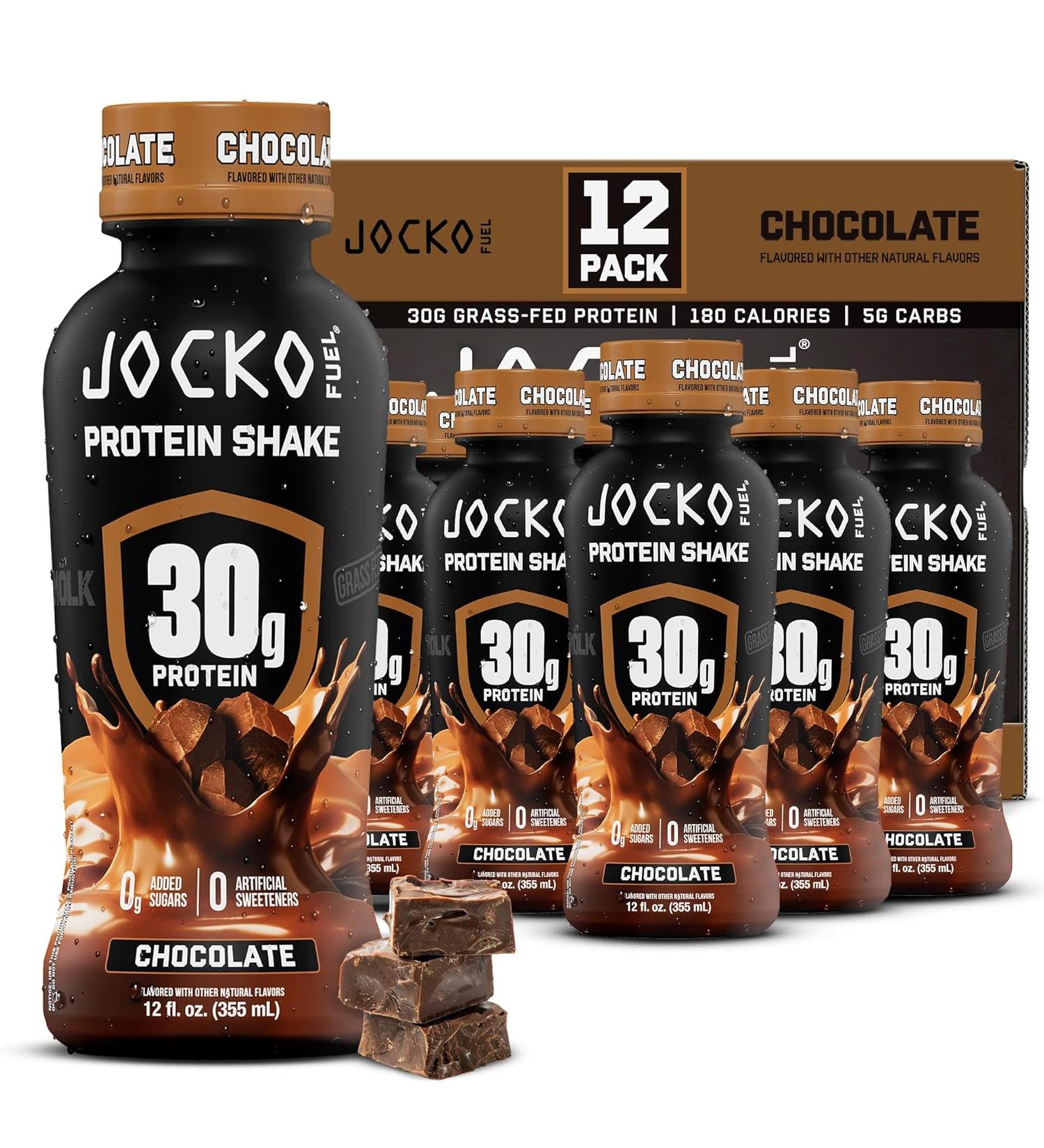 Jocko M lk Chocolate Protein Shake - 30g Grass Fed Protein, KETO Friendly, No Added Sugar - 12pk - Buy Online on GoSupps.com