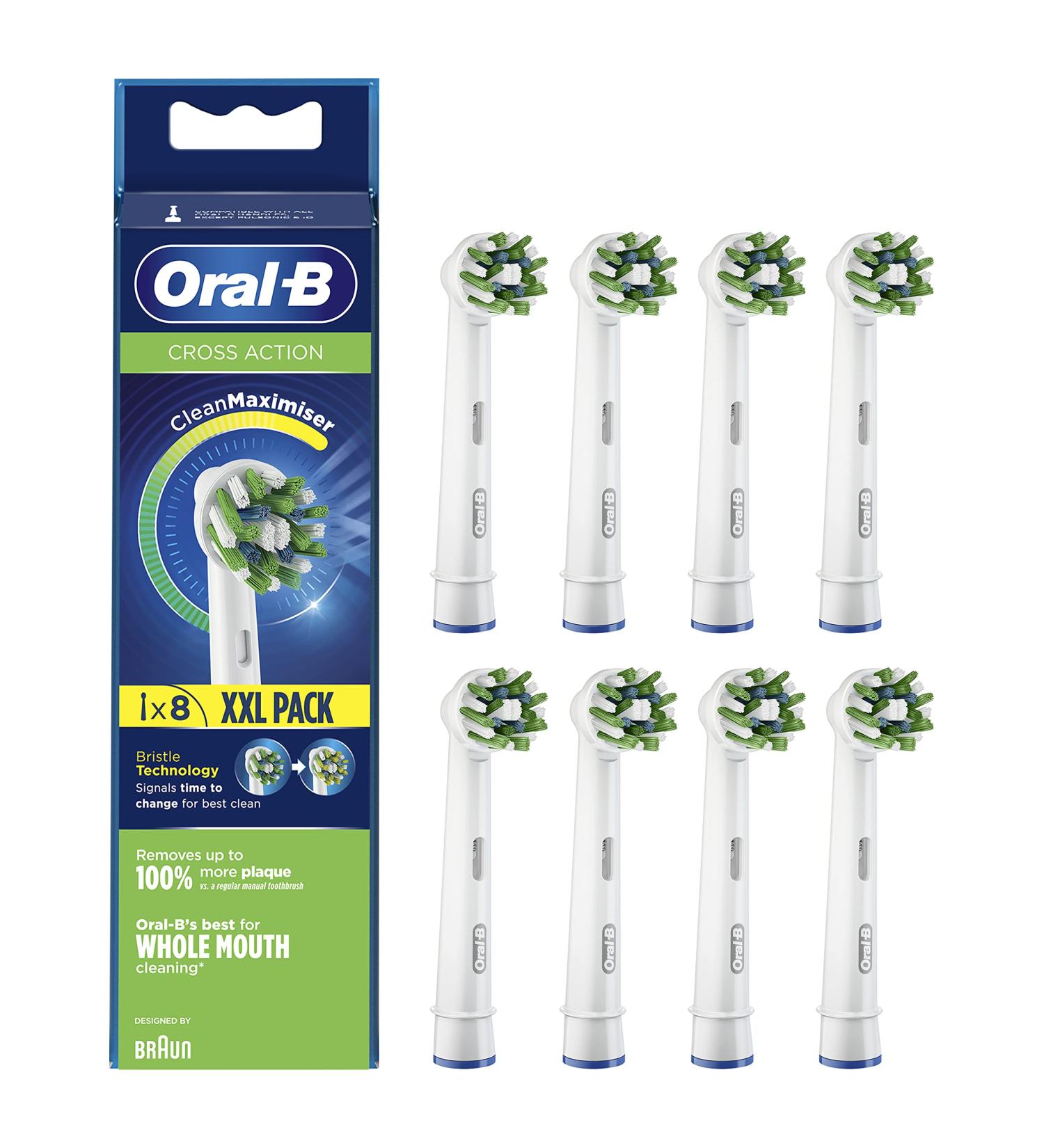 Oral-B Crossaction CleanMaximiser Replacement Heads (8-Pack) - Original Refill for Electric Toothbrush - Buy Online on GoSupps.com