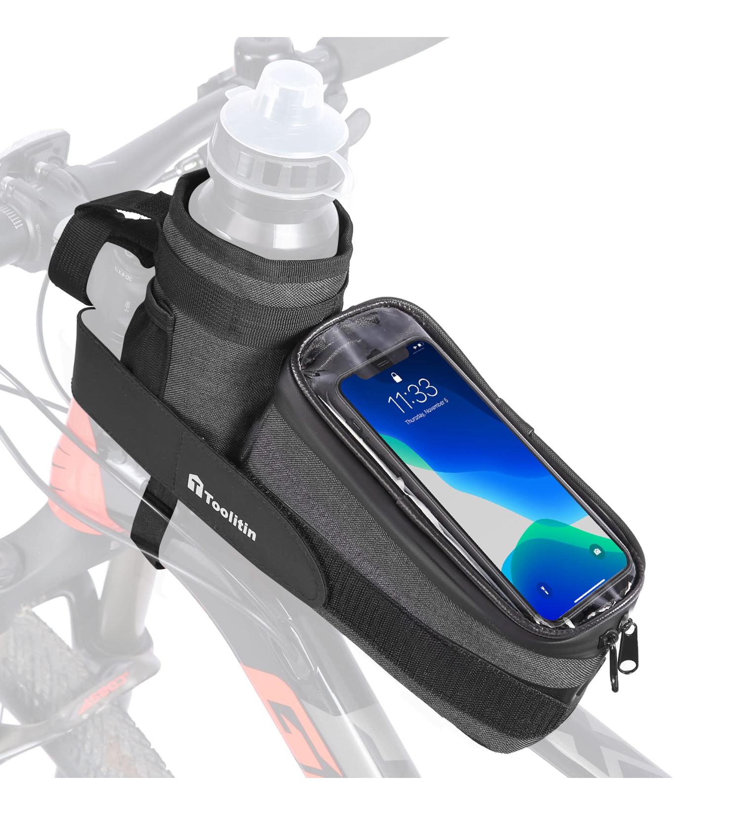 TOOLITIN Bike Phone Front Frame Bag with Water Bottle Holder and Insulated Cup Holder - Bicycle Phone Bag for Mountain Bikes - Buy Online on GoSupps.com