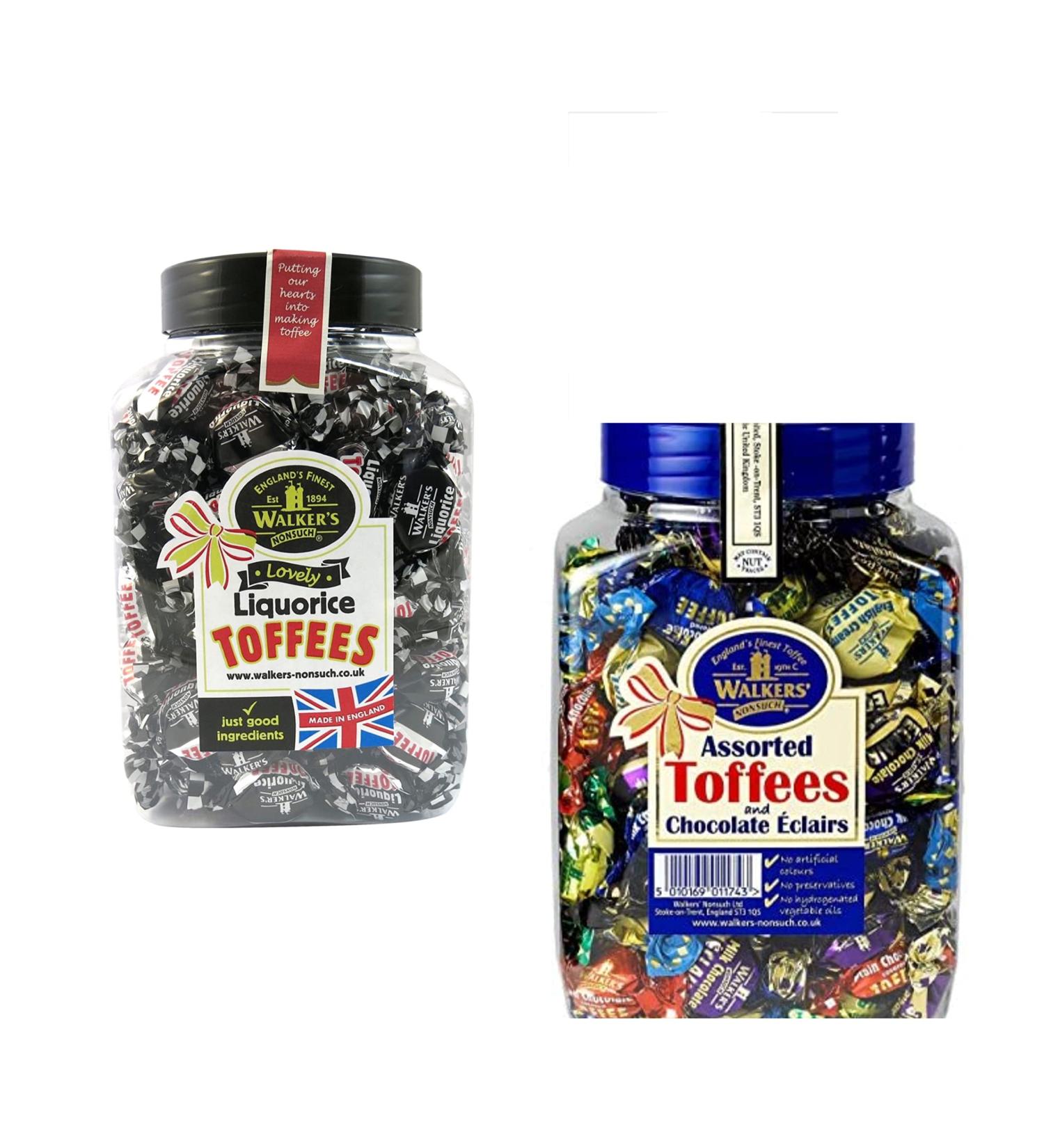Ellies Jellies Walkers Assorted Toffee and Liquorice Toffee Jar Bundle x1