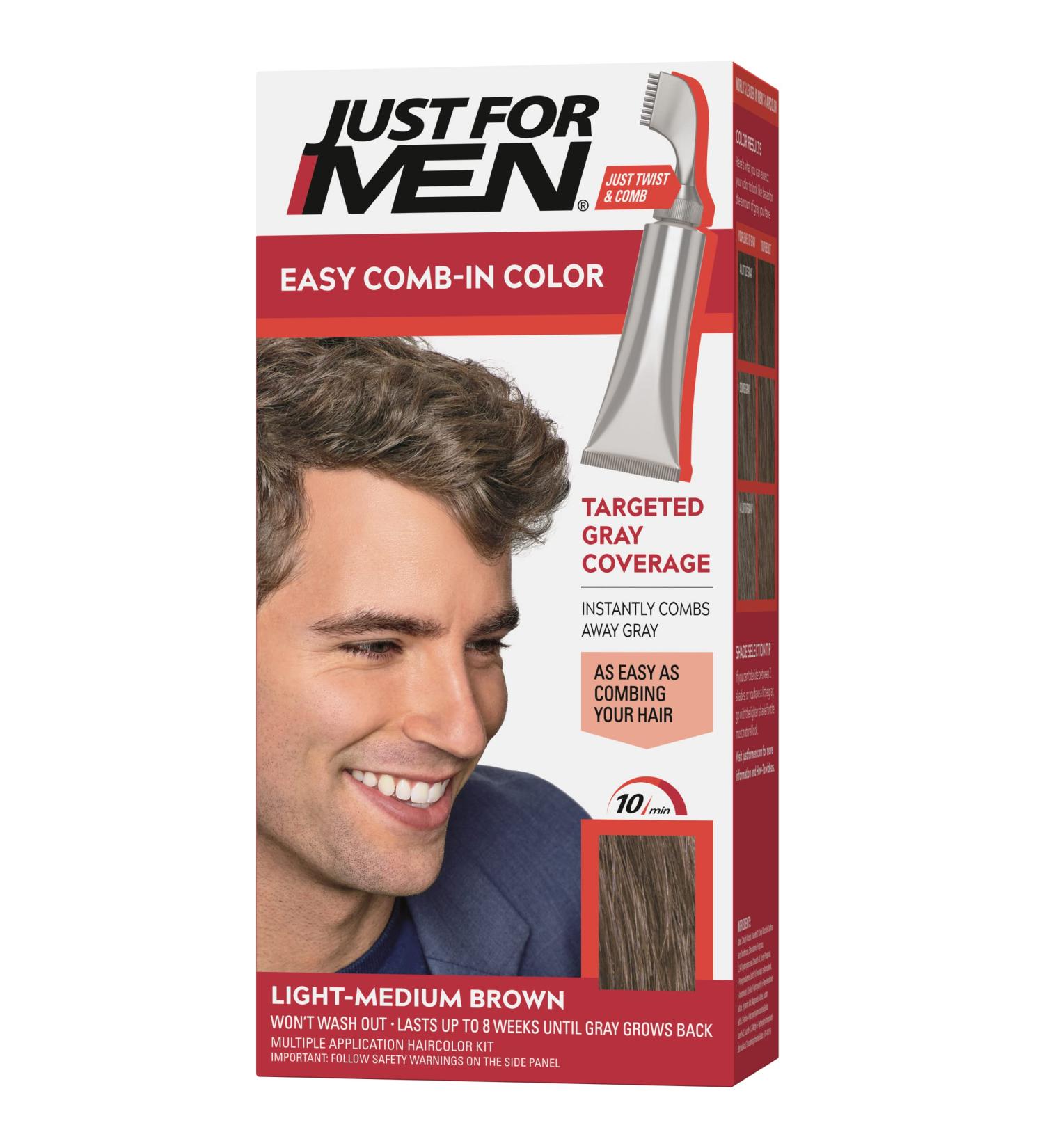 Just For Men Easy Comb-In Color Hair Dye - Light-Medium Brown A-30 | No Mix Application | Comb Applicator | Pack of 1 - Buy Online on GoSupps.com