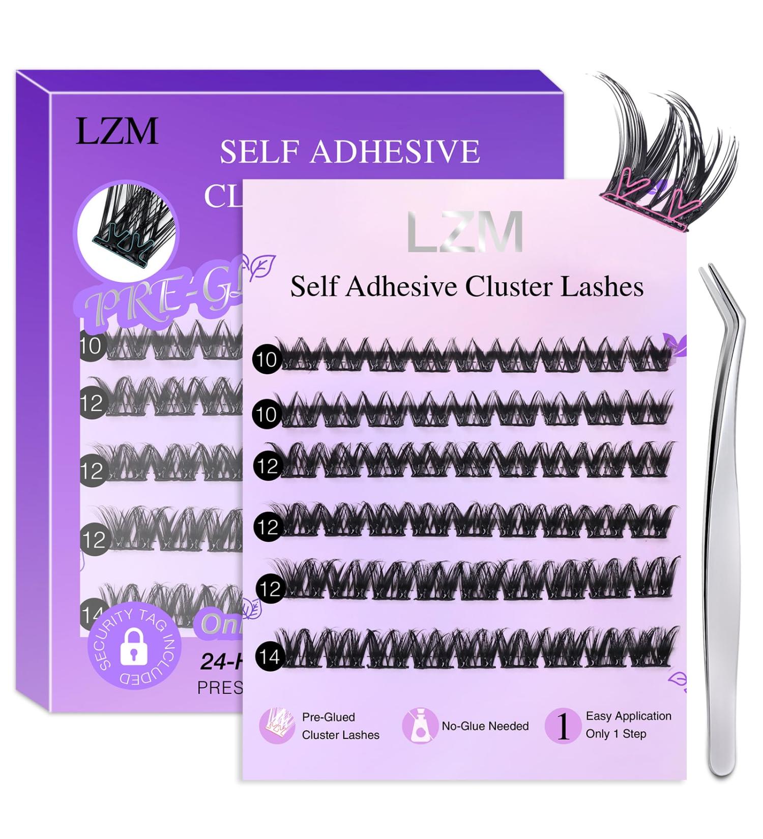 Self Adhesive Eyelashes Pre-Glued | D Curl Volume Lashes 10-14mm | Individual Lash Extension Kit with Tweezers - Buy Online on GoSupps.com
