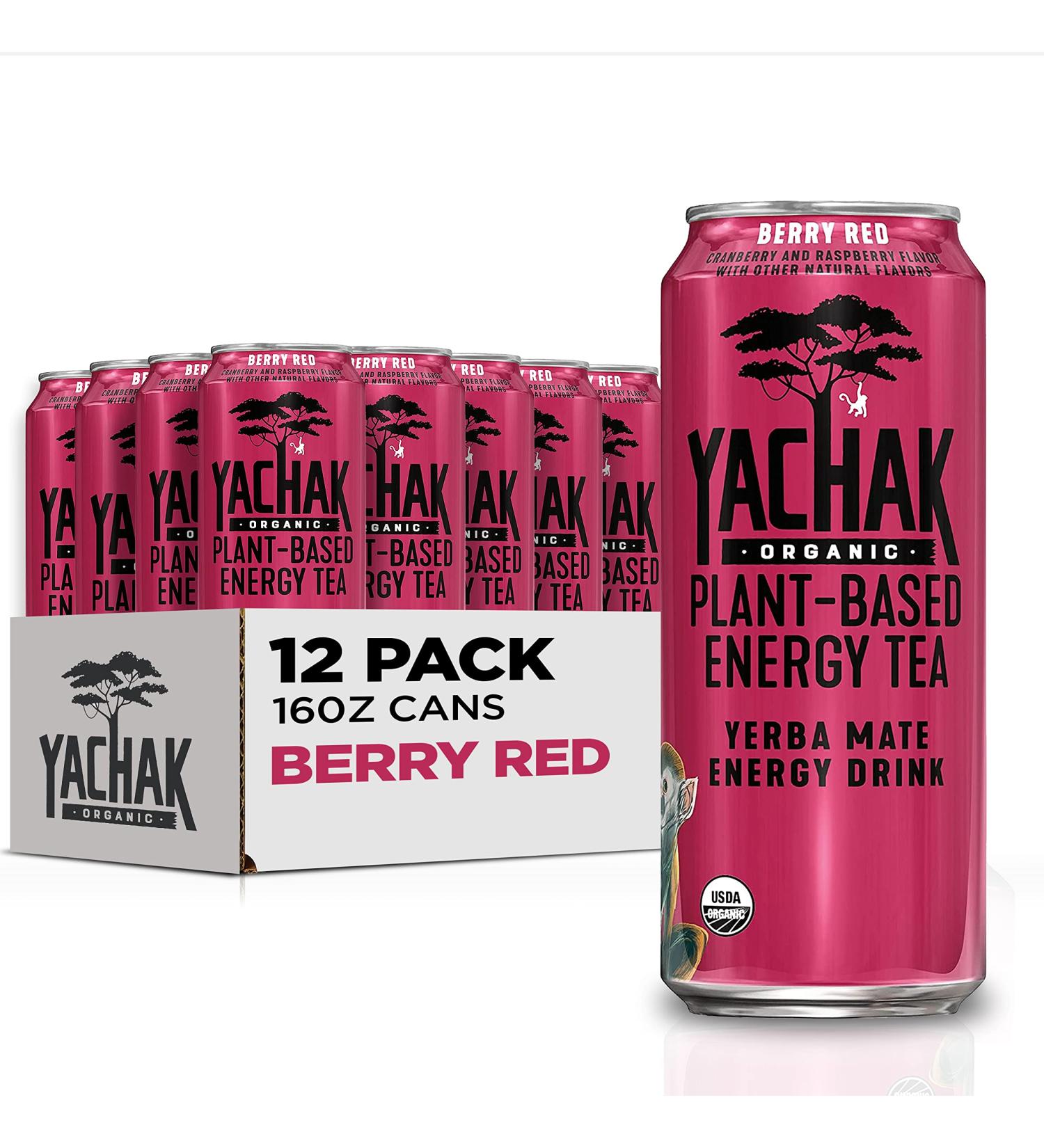 Yachak Yerba Mate Drink Berry Red 16 Fl Oz Cans - Pack of 12 | Energizing Natural Flavor - Packaging May Vary - Buy Online on GoSupps.com