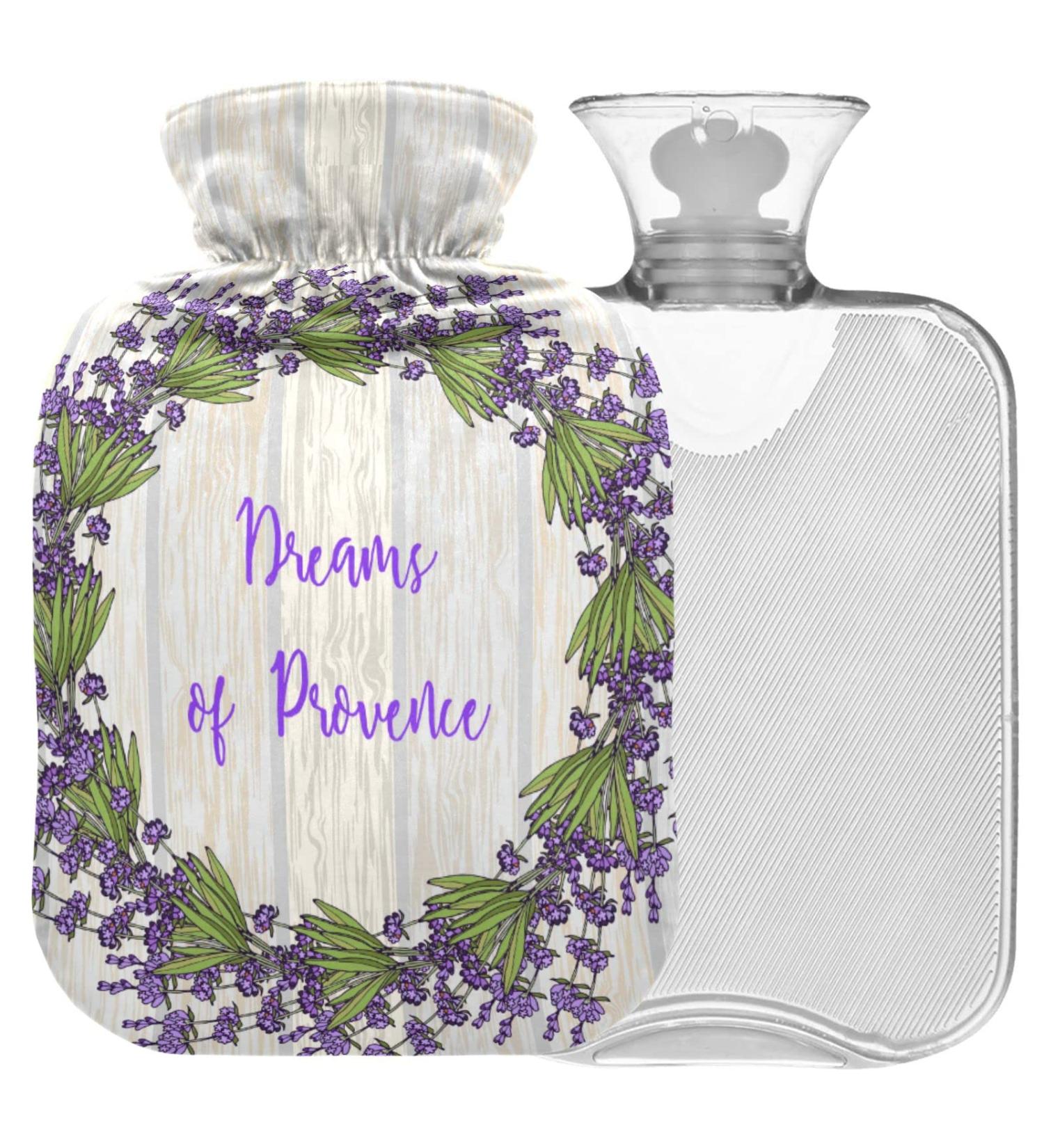 Naanle 2L Hot Water Bottle with Lavender Cover | Heat Therapy for Back Pain Relief Hand & Foot Warmer Cold Therapy - Transparent Design - Buy Online on GoSupps.com