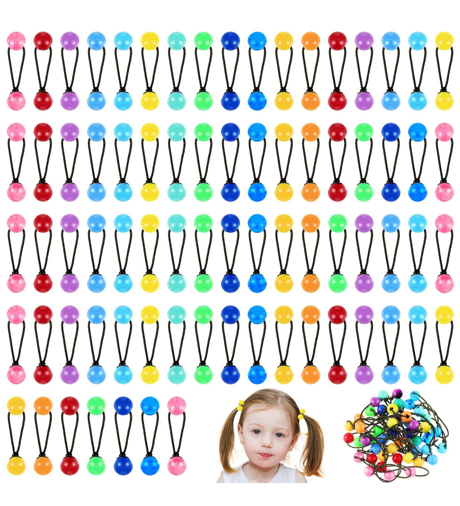JenPen 60-Piece Colorful Twin Bead Ponytail Holders | Elastic Hair Accessories for Girls and Women - Buy Online on GoSupps.com