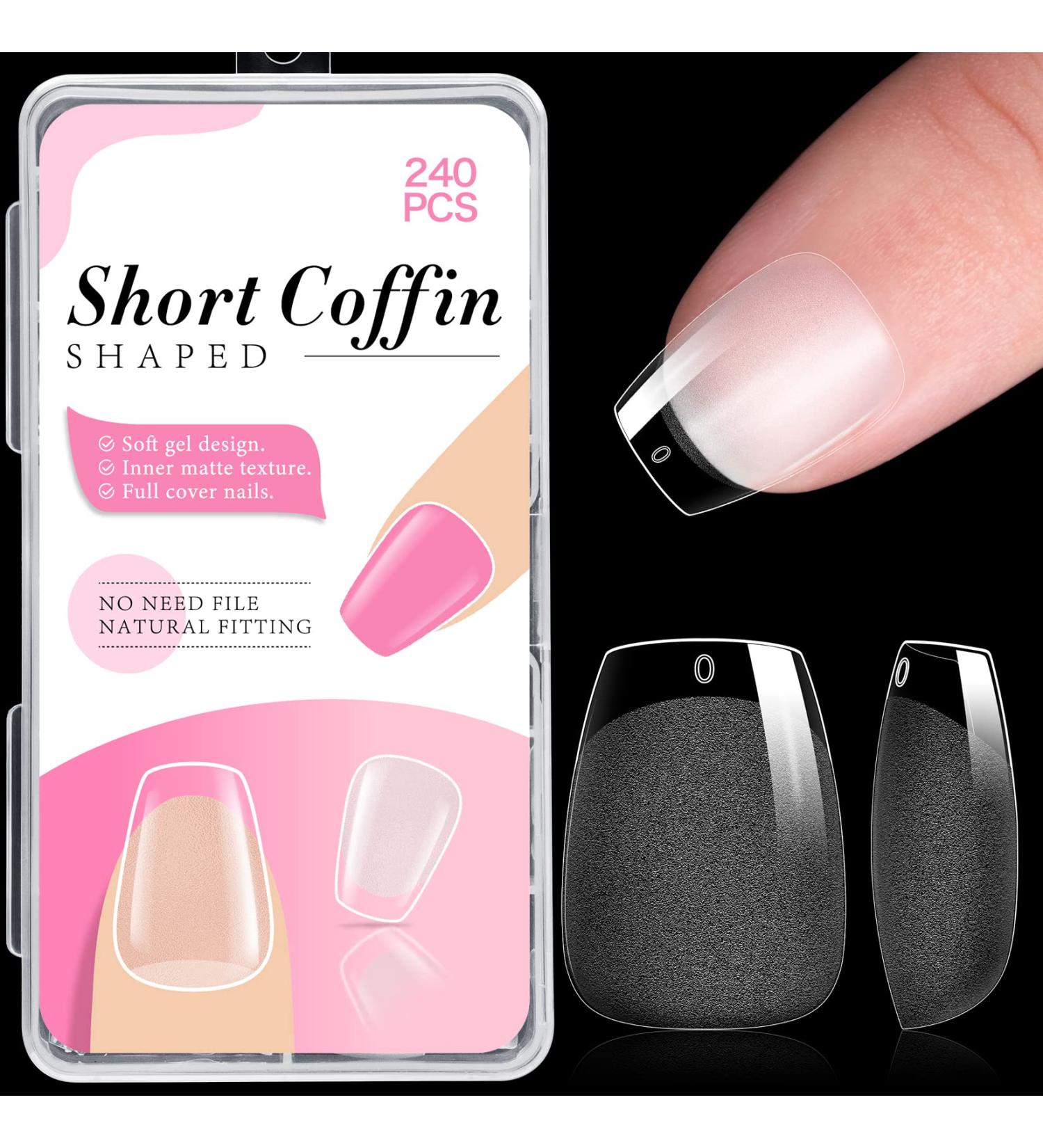 Ranrose 240PCS Coffin Nail Tips - Full Cover Clear Acrylic Soft Gel False Nails for DIY Press On Extensions - Buy Online on GoSupps.com