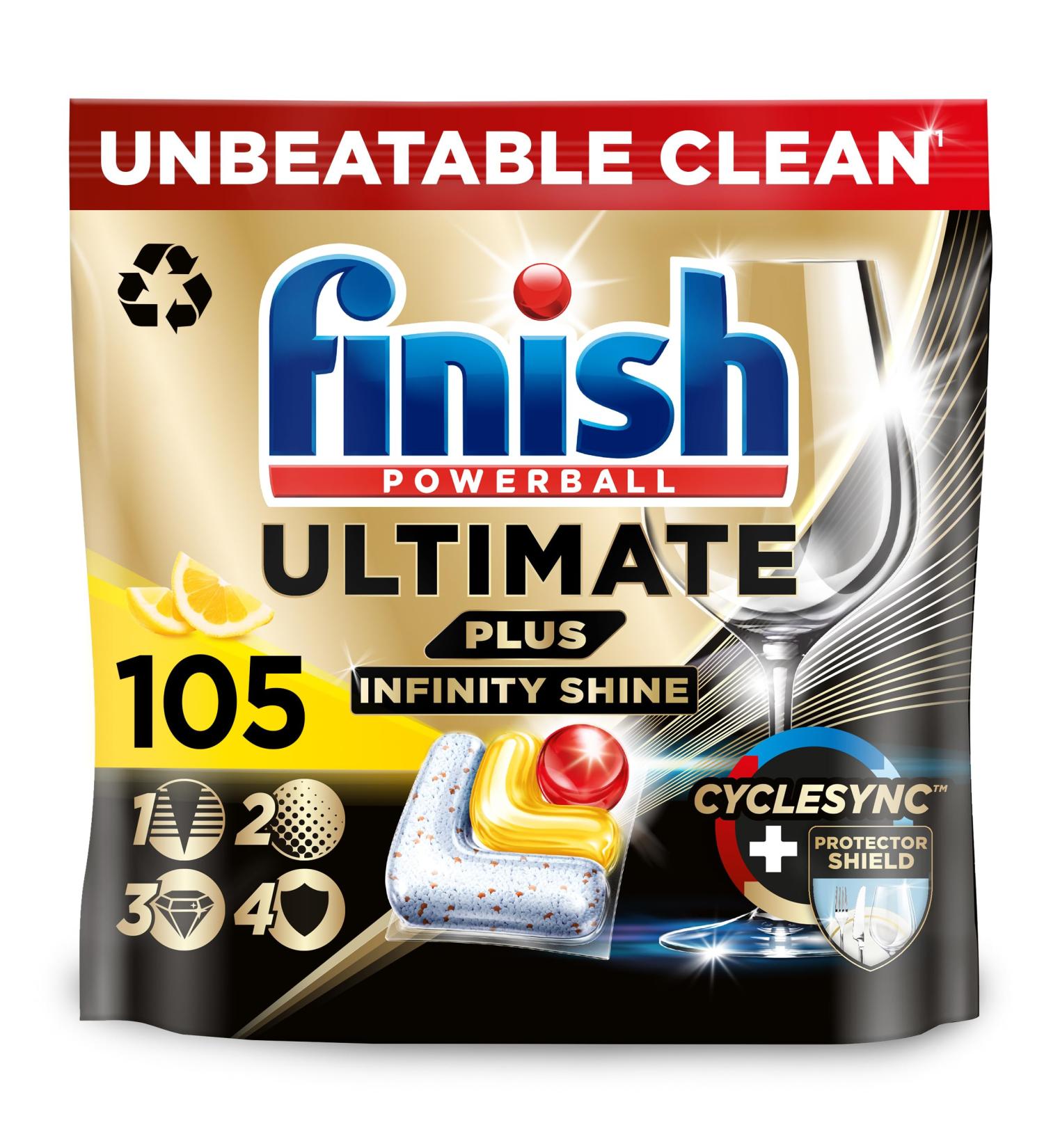 Finish Ultimate Plus Infinity Shine Dishwasher Tablets bulk | Scent : Lemon | Size: Total 105 Dishwasher Tabs |For Unbeatable* Clean and Diamond Shine 105 count (Pack of 1) - Buy Online on GoSupps.com