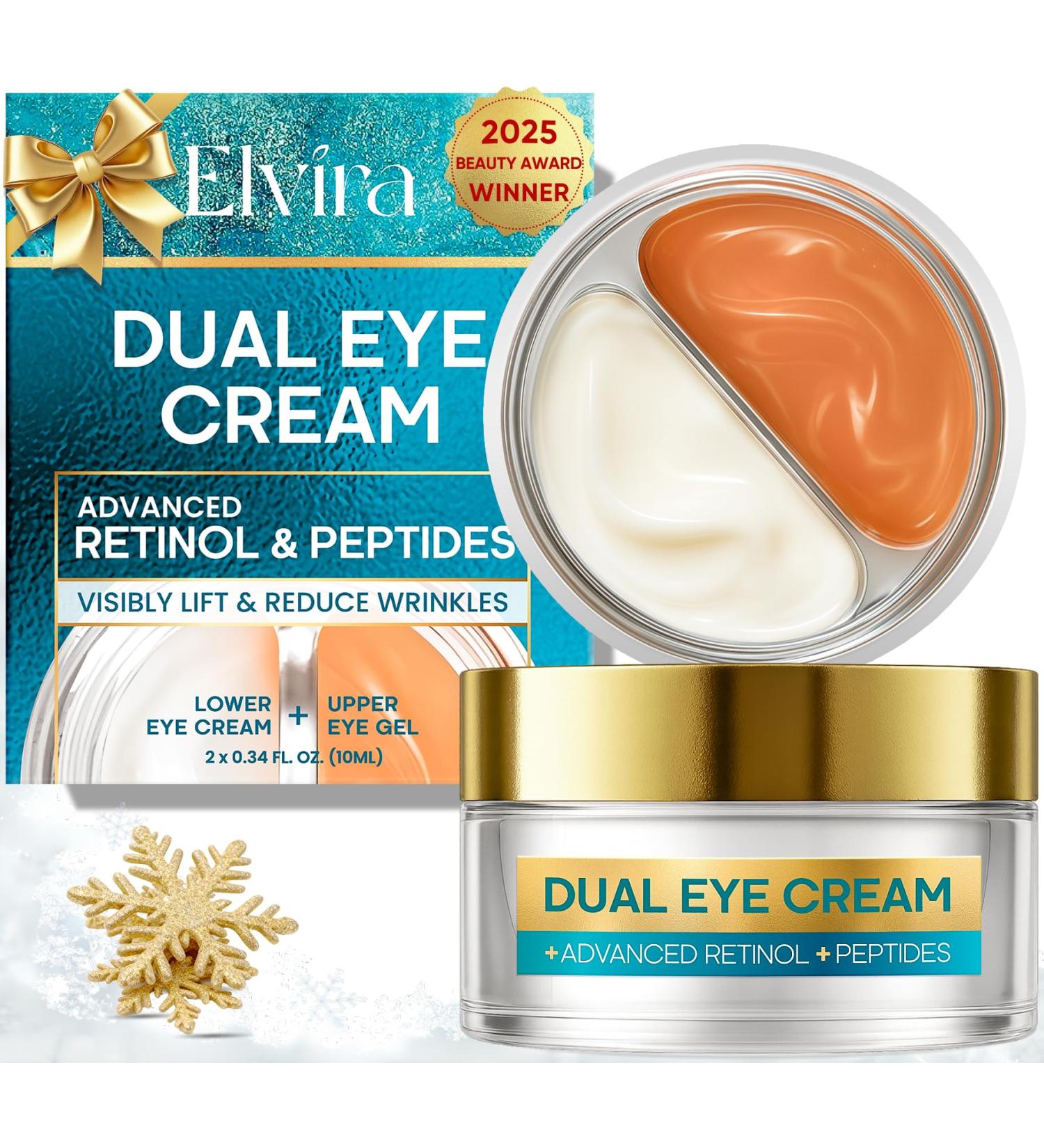 Elvira Dual Eye Cream for Dark Circles Puffiness Eye Bags Wrinkles Age-Defying Tightening and Moisturizing with Advanced Retinol Five-Peptide Complex and Stem Cell Extracts 0.68 OZ Unscented - Buy Online on GoSupps.com