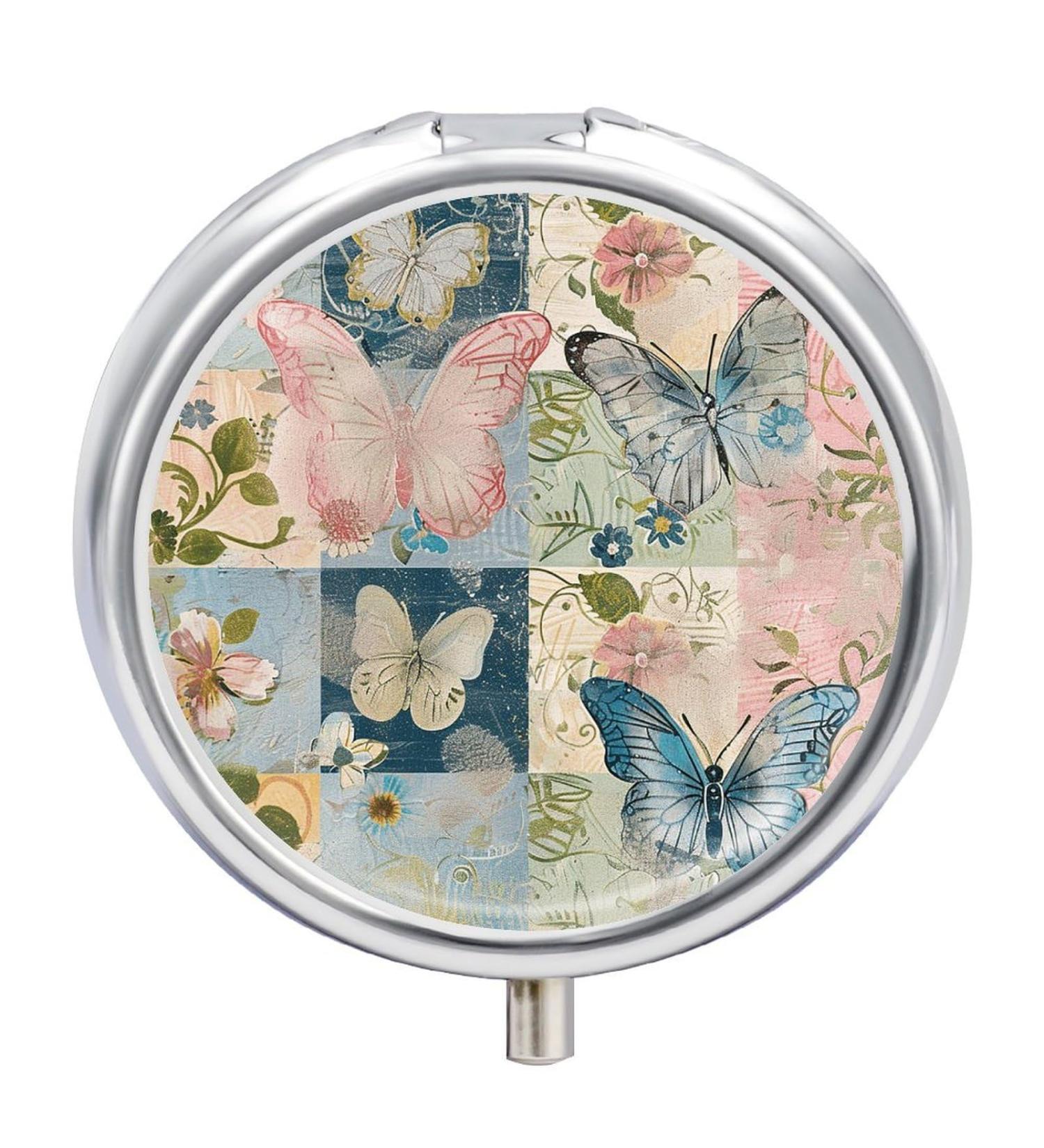 Floral 3 Compartment Travel Pill Box - Portable Medicine Organizer for Purse & Pocket - Buy Online on GoSupps.com