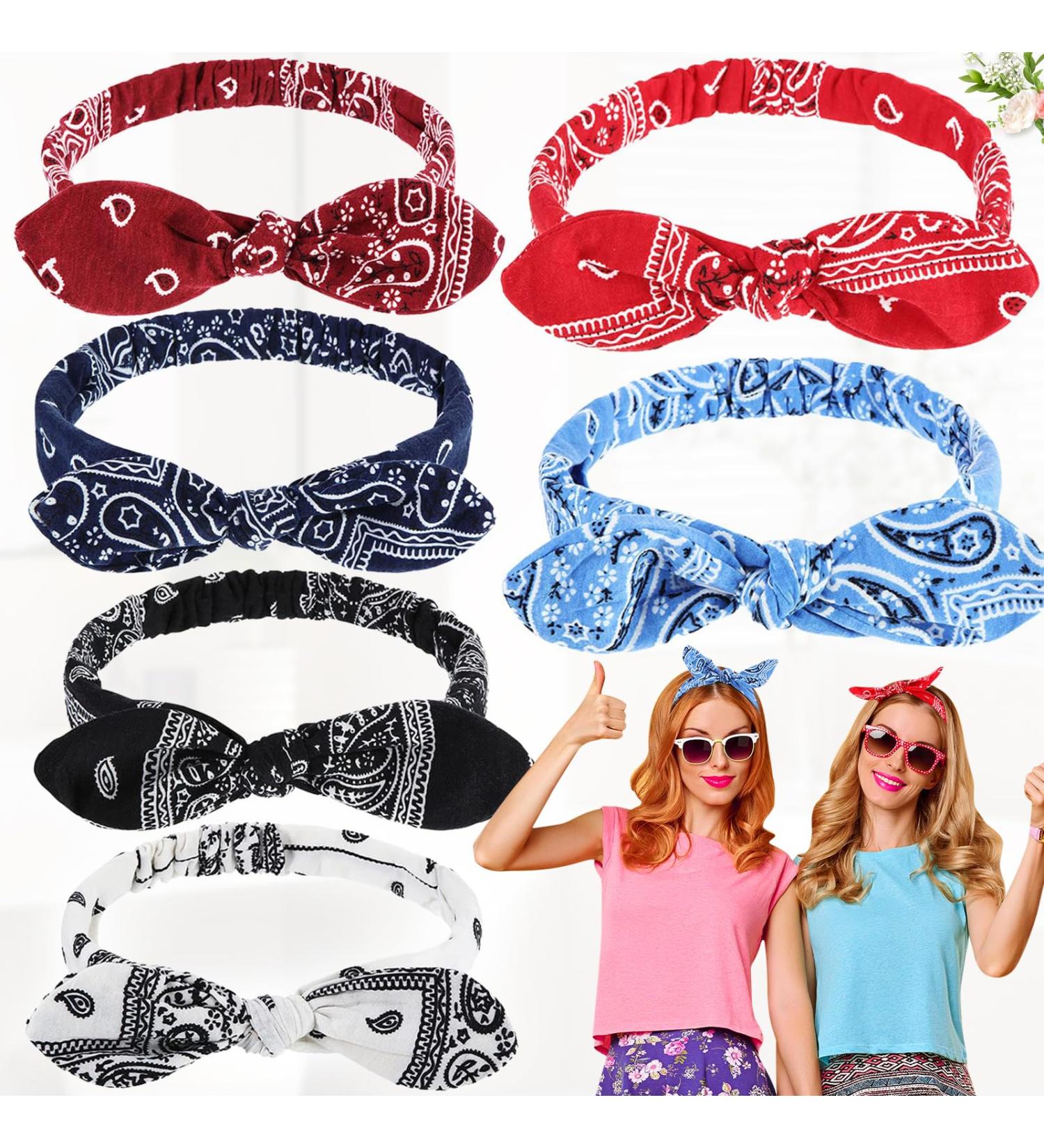 6-Piece Vintage Print Elastic Hair Bands | Daily & Party Use Headbands for Girls - Buy Online on GoSupps.com