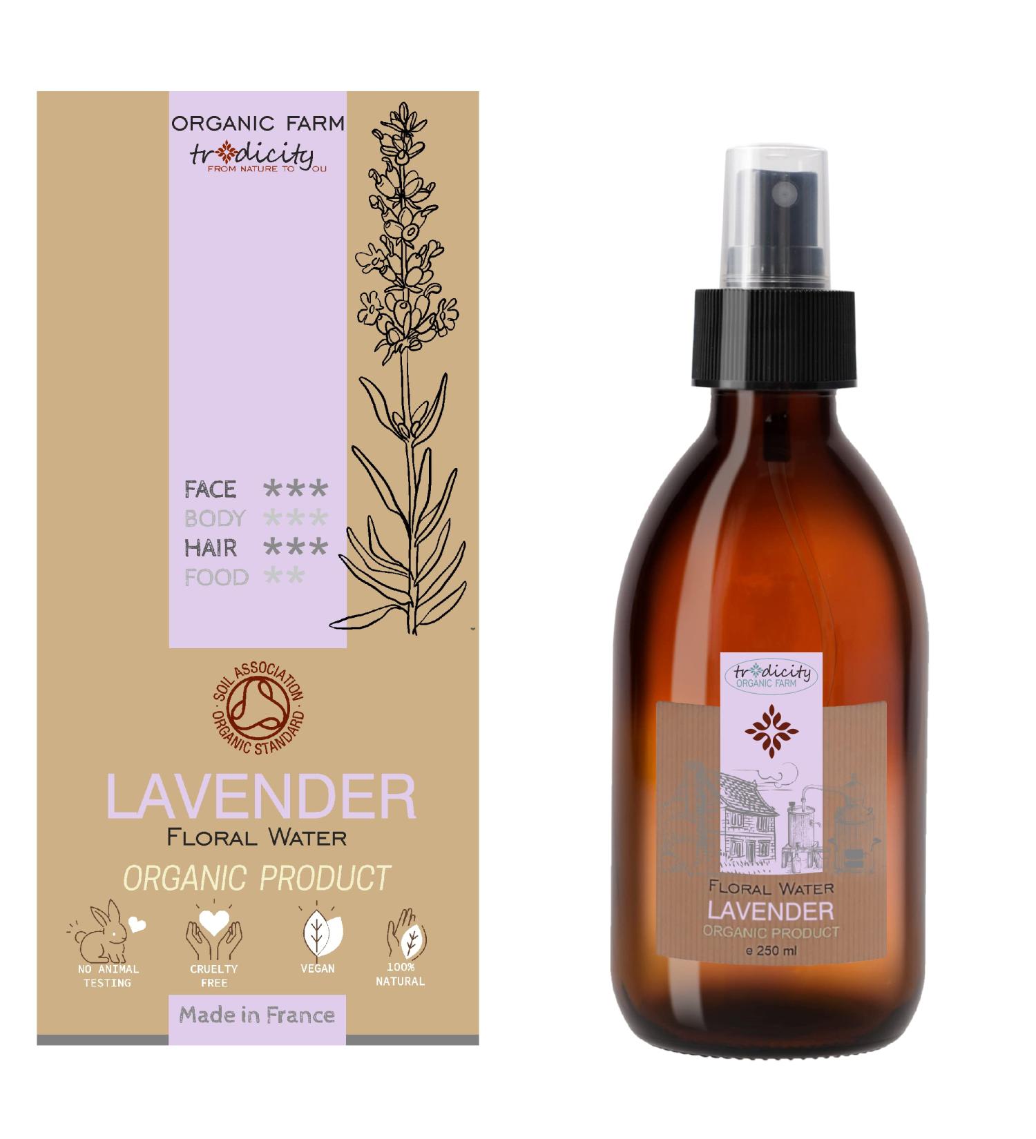 Organic Lavender Hydrosol 250ml | Refreshing Floral Water | Soothing and Purifying Care for Delicate Skin | Culinary and Hair Use Transparent 250 ml - Buy Online on GoSupps.com