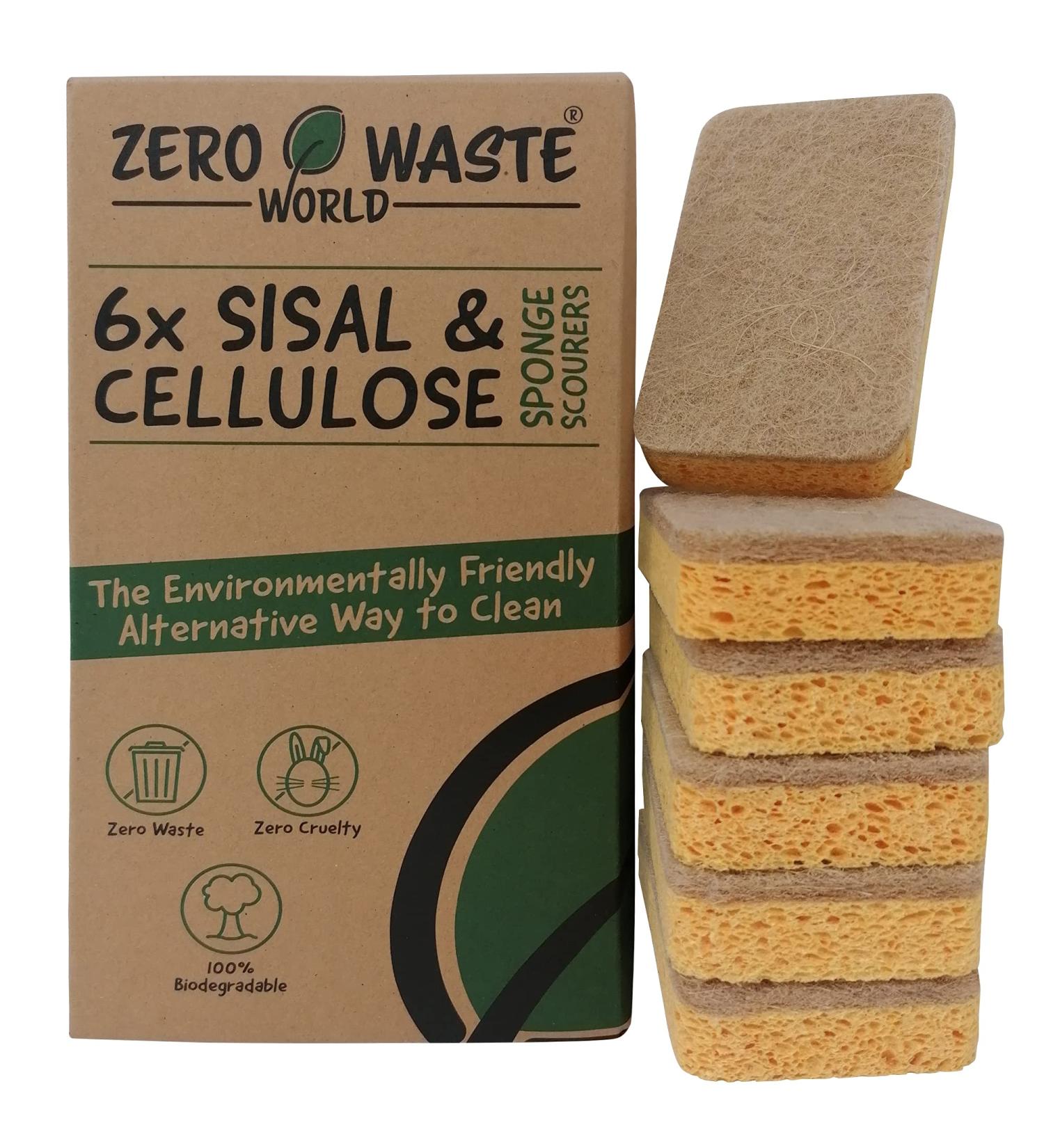 Zero Waste World Natural Sponge - Eco-Friendly Cleaning Sponge | 100% Biodegradable (Cellulose Sisal) | Non-Scratch - Buy Online on GoSupps.com
