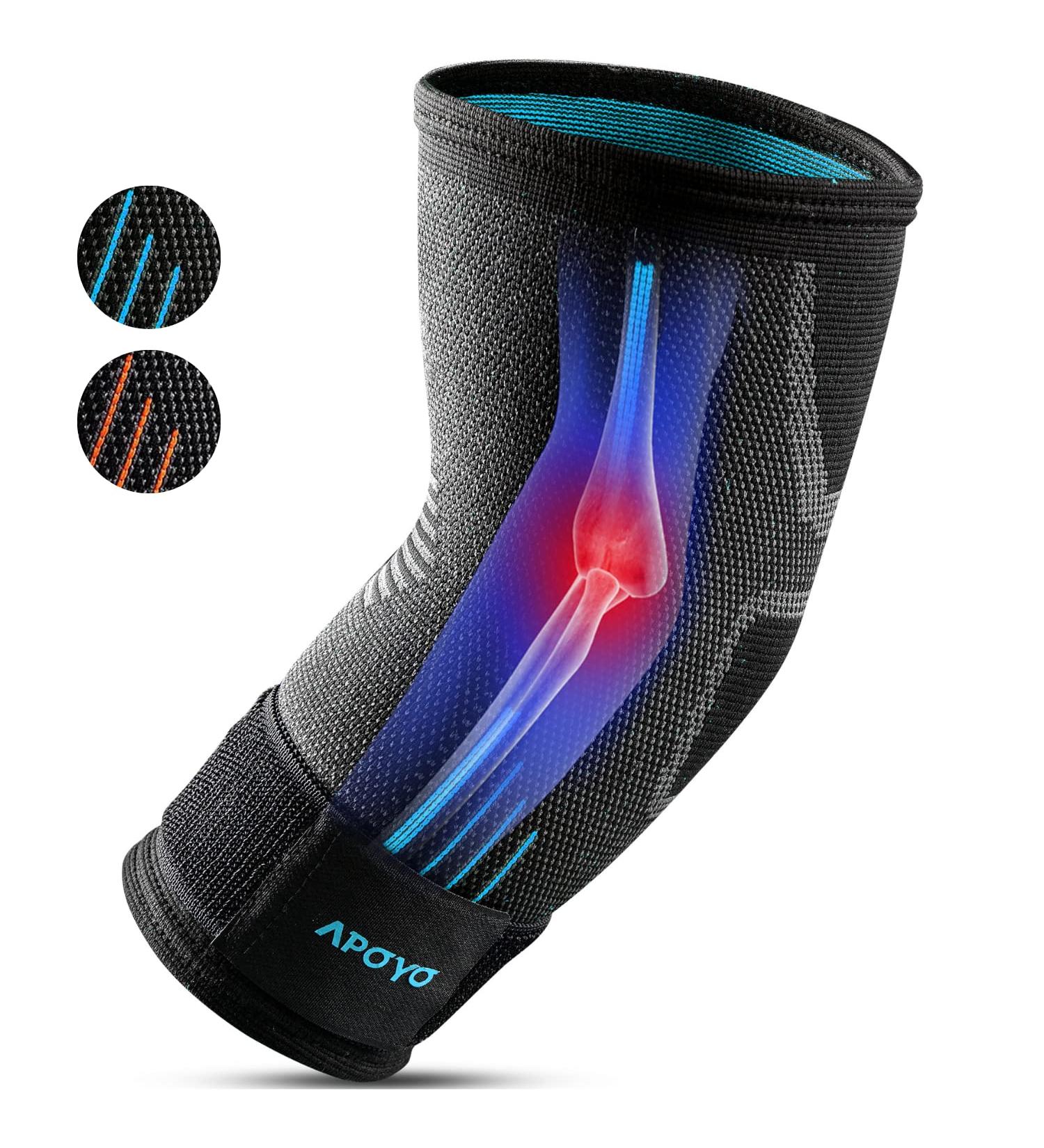 APOYO Elbow Brace for Tendonitis and Tennis Elbow - Compression Sleeve for Men and Women - Adjustable Strap for Joint Pain Relief - Ideal for Weightlifting, Arthritis, and Workouts (Large, Blue) - Buy Online on GoSupps.com