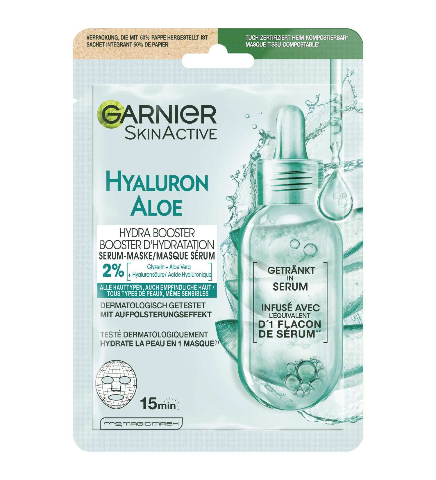 Garnier Hydra Bomb Cloth Mask - Refreshing & Moisturizing Facial Mask for All Skin Types with Hyaluronic Acid & Aloe Vera | 28g - Buy Online on GoSupps.com