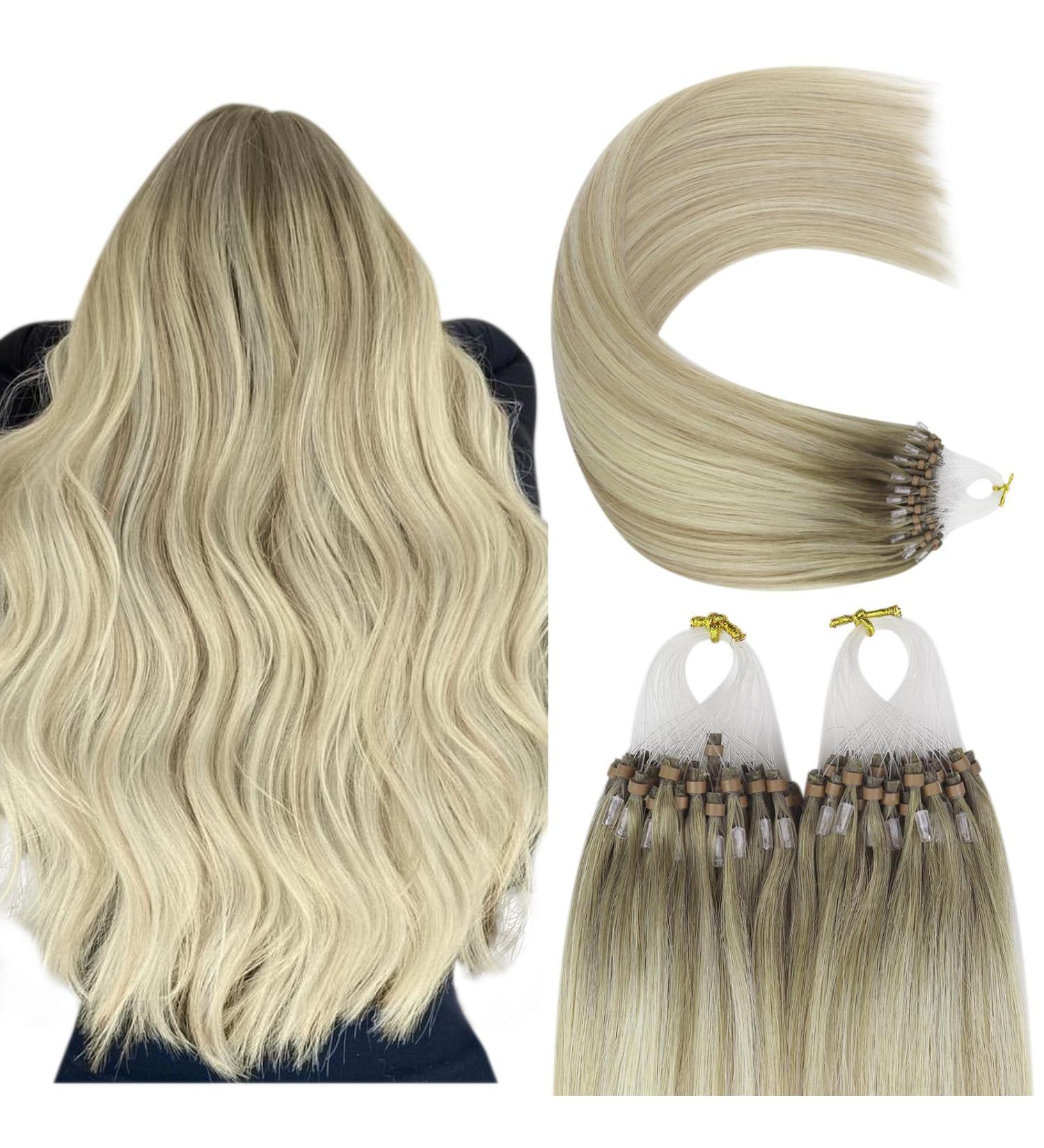 Buy Youngsee Microring Extensions - Real Hair Ombre 35cm | Micro Loop Extensions 1g/s | Ashblond & Platinum Blonde | 50g | Perfect for Women - Buy Online on GoSupps.com