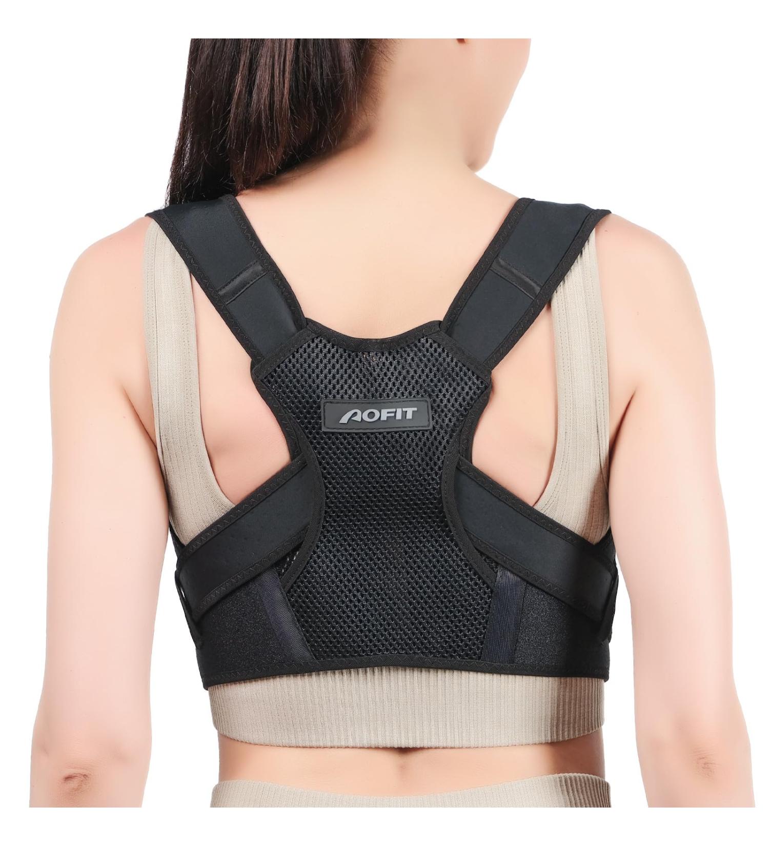 Posture Corrector Back Brace for Men & Women - Adjustable Lightweight Upper Back Support Shoulder Pain Relief Medium Black - Buy Online on GoSupps.com