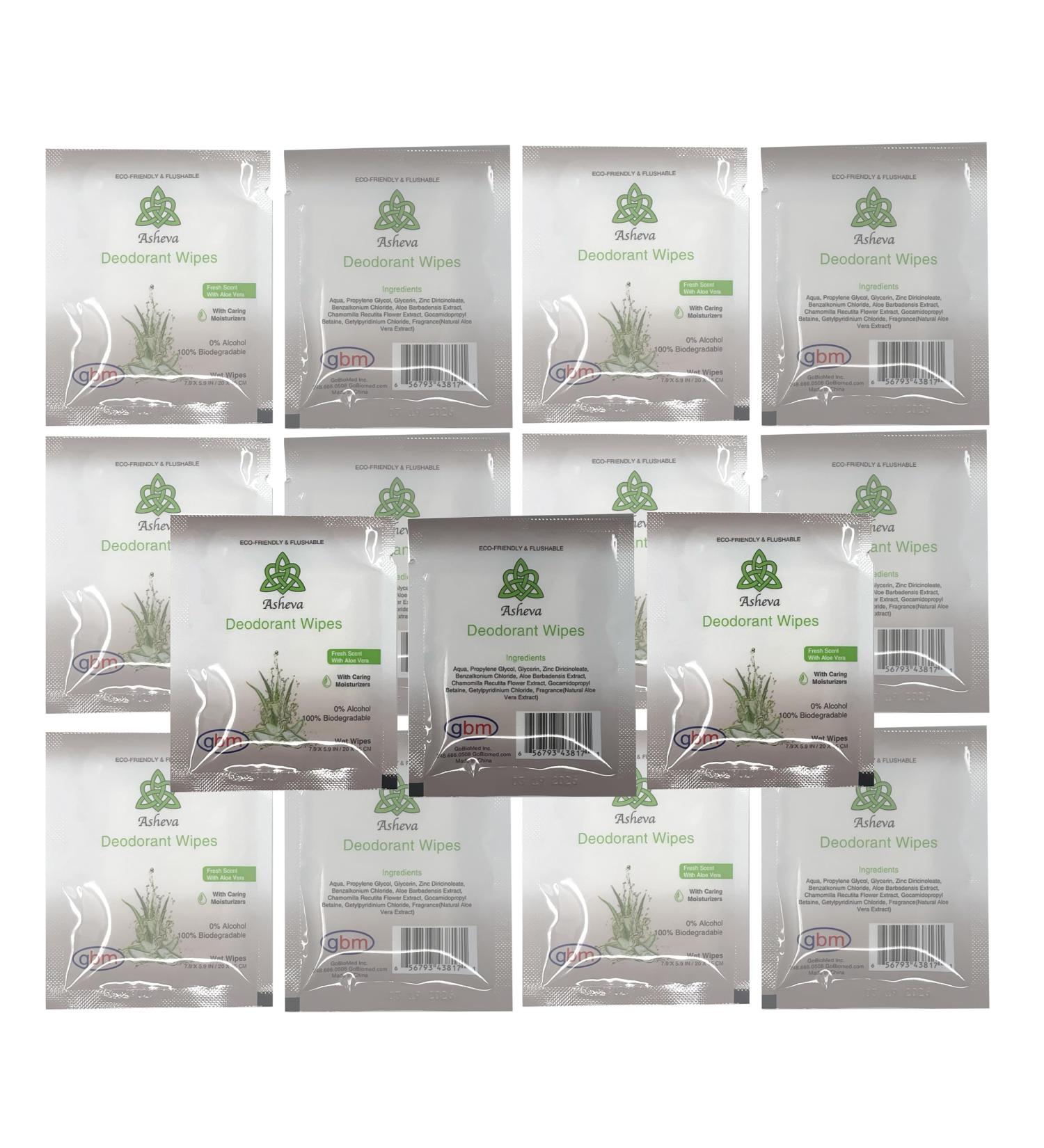 Asheva - Individually Packaged Deodorant Wipes - Box of 15 Wipes (Fresh Scent) Fresh Scent 15 Count (Pack of 1) - Buy Online on GoSupps.com
