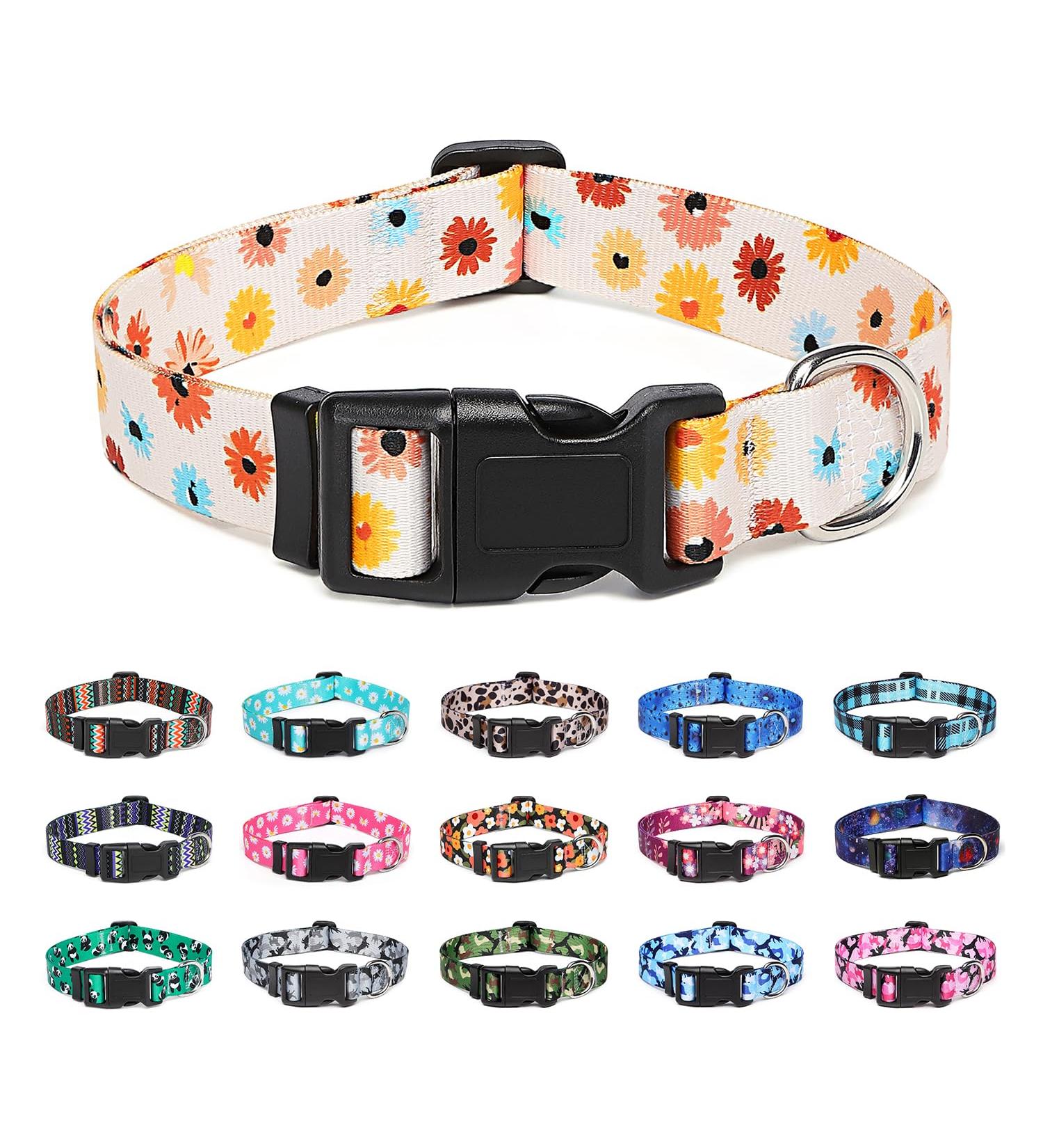 Suredoo Adjustable Soft Nylon Dog Collar - Colorful Daisy for Small & Medium Dogs | Comfort Fit (L 38-63 cm) - Buy Online on GoSupps.com