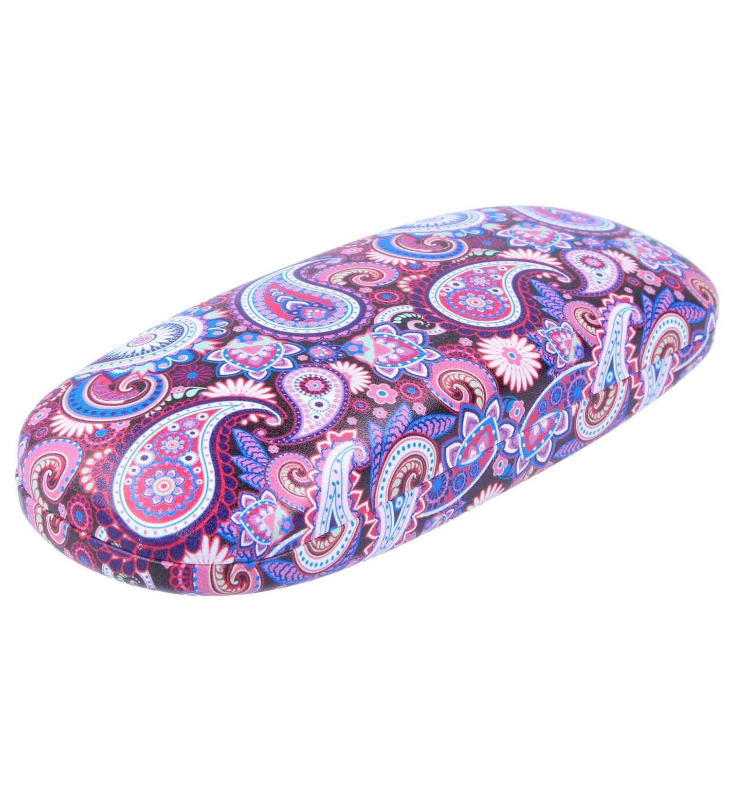 NASENFAHRRAD24 Colorful hard shell case SHIVA with chic paisley pattern and matching microfiber cloth purple