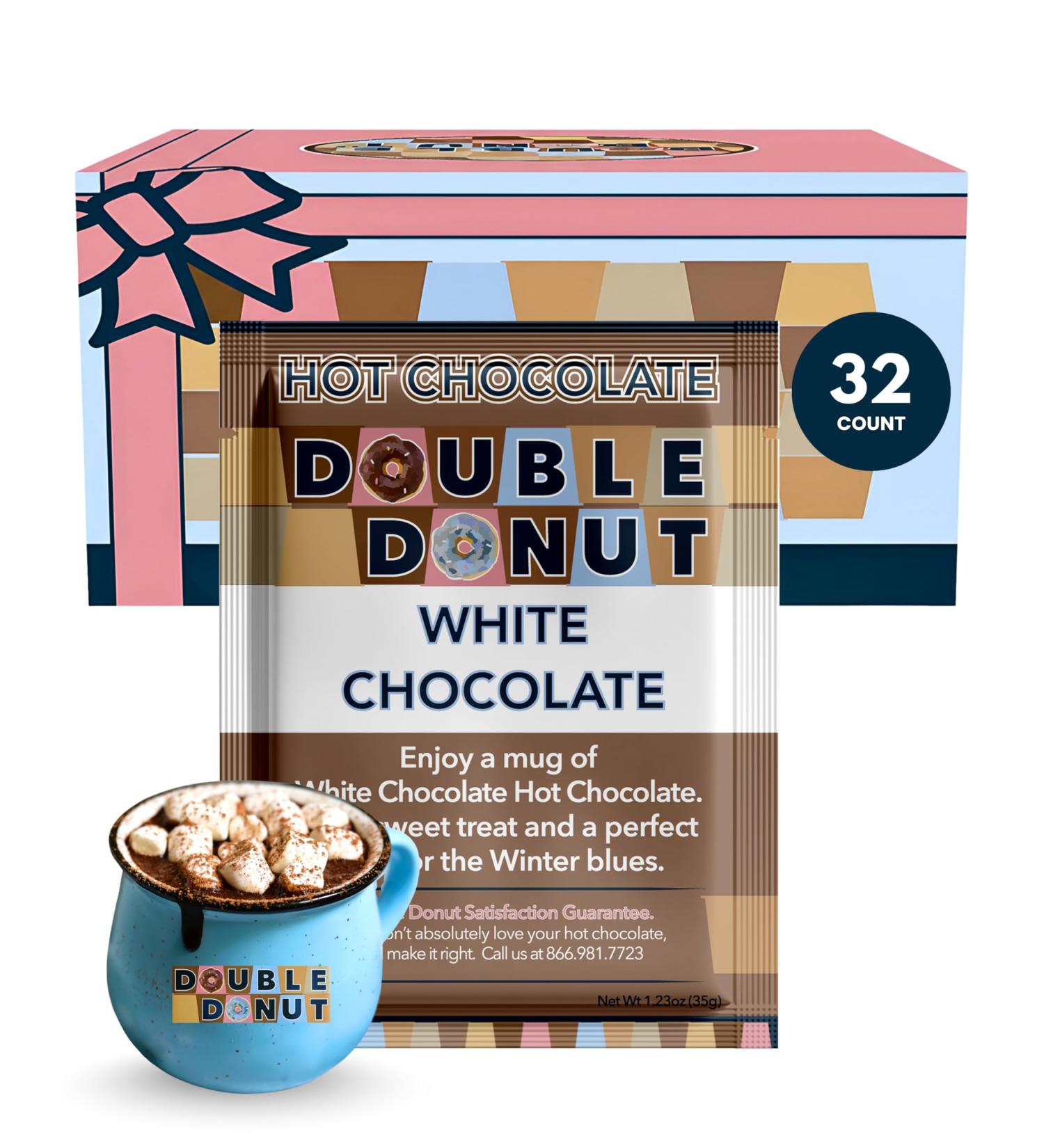 Lot de 32 paquets de m lange de chocolat chaud blanc avec double beignet m lange de cacao chaud blanc aromatis  - Buy Online on GoSupps.com