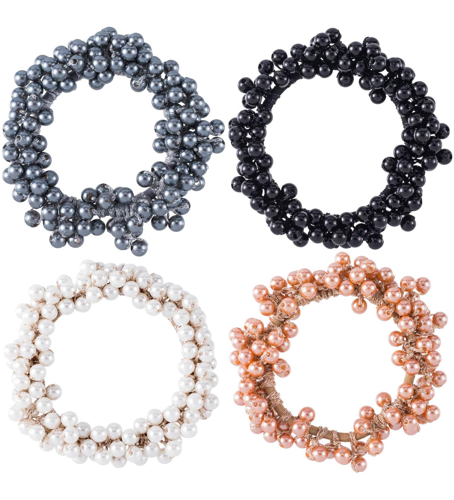 HINZIC 4PCS Pearl Hair Ties - Elegant Elastic Scrunchies for Women and Girls - Buy Online on GoSupps.com