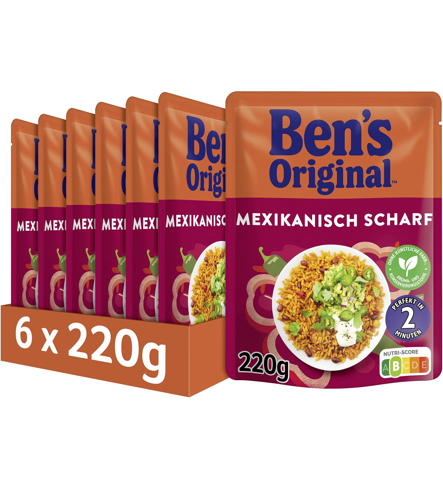 Ben's Original Express Rice Mexican Spicy - 6 x 220g | Authentic Flavor & Quick Meal Solution - Buy Now! - Buy Online on GoSupps.com