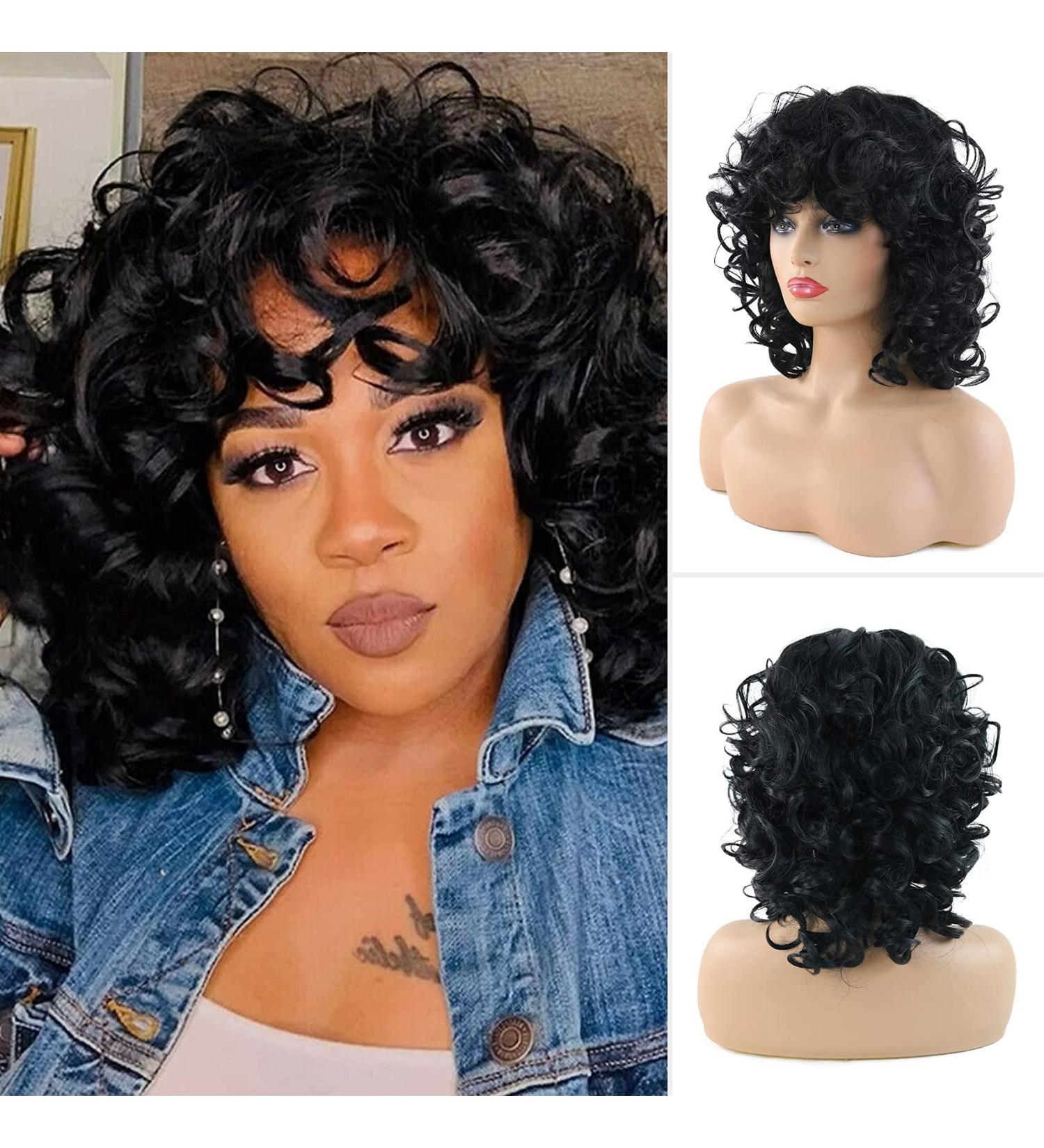 Premium 12-Inch Black Curly Afro Wigs for Black Women | Heat-Resistant Natural-Looking Wigs for Daily Wear Cosplay & Halloween - Buy Online on GoSupps.com