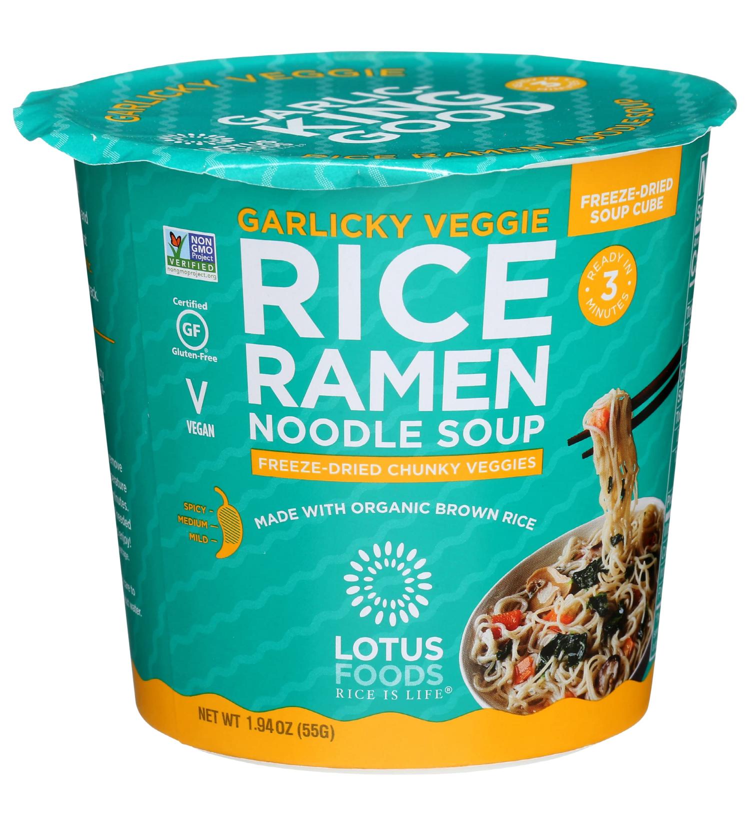 LOTUS FOODS Garlicky Veggie Rice Ramen Soup Cup - 1.94 Oz | Delicious & Convenient Meal - Buy Online on GoSupps.com
