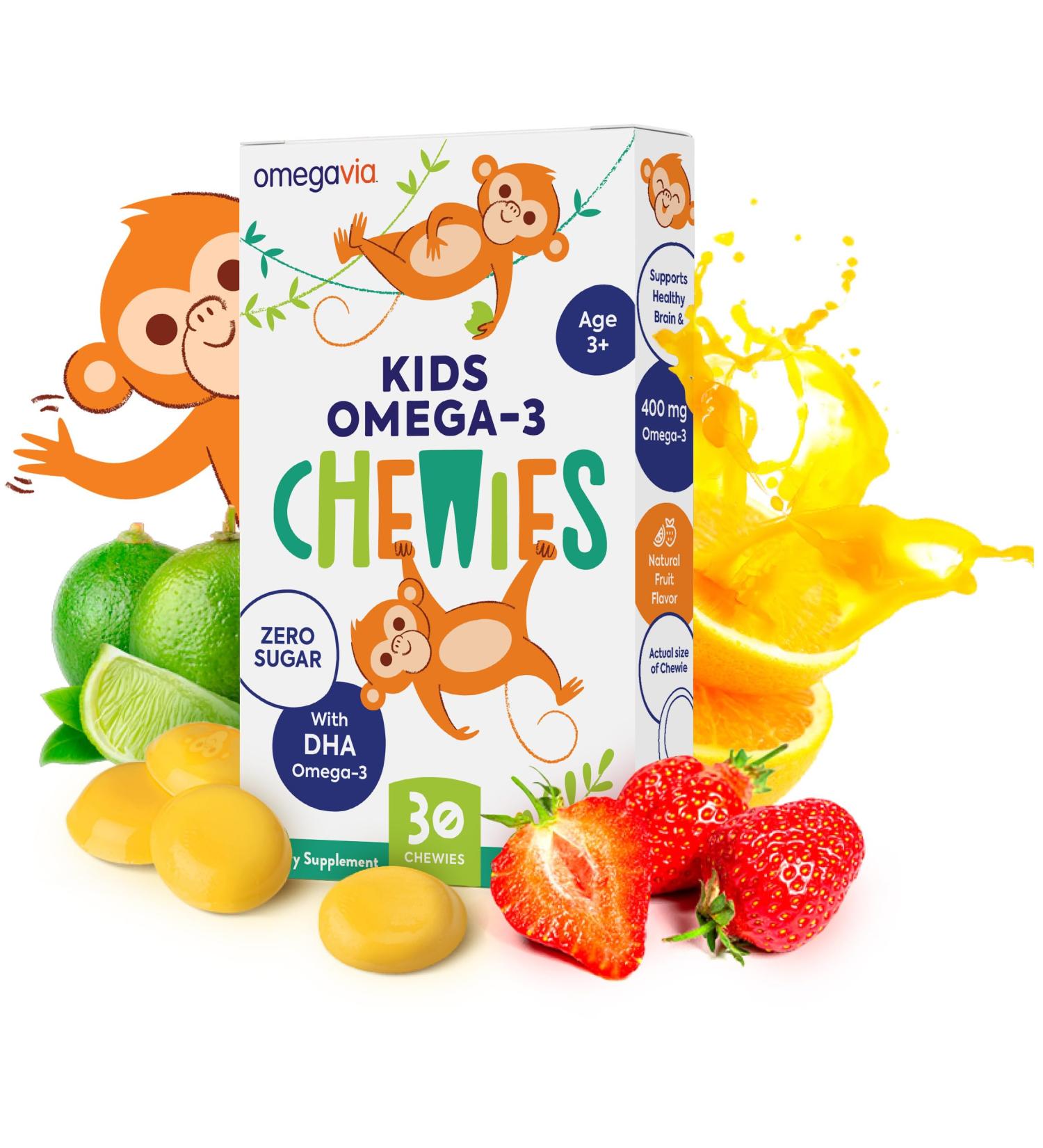 Omega 3 Gummies - Ultra-High DHA Chewable Gel Gummy - Omega 3 for Kids Supports Brain & Eye Health - Sugar-Free Natural Fruit Flavor - Kids Omega 3 Fish Oil Gummies (30 Count) 30 Count (Pack of 1) - Buy Online on GoSupps.com