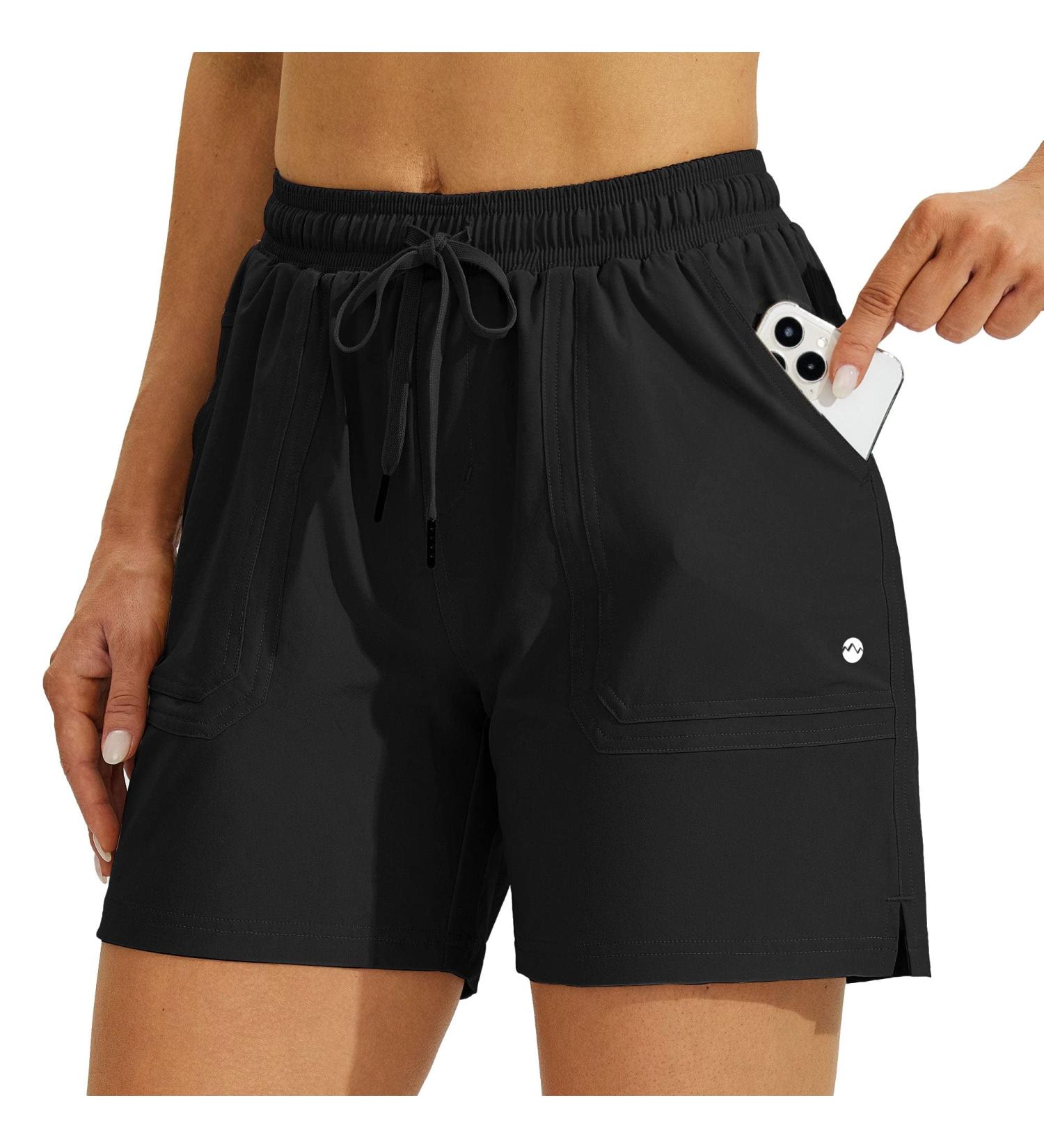 Willit Women's 5 Hiking Shorts - Quick Dry Athletic Outdoor Shorts with Pockets | Black, Medium - Buy Online on GoSupps.com