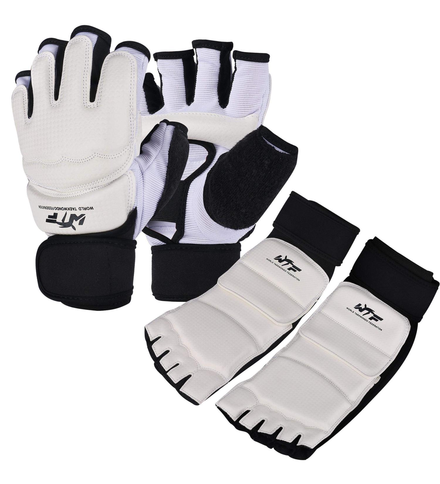 Taekwondo Sparring Gloves & Foot Gear - WTF Approved Half Finger Set for Boxing, MMA, Karate - Premium Quality with Wrist Wraps & Ankle Support - Ideal for Men, Women, Kids - Medium Size - Buy Online on GoSupps.com
